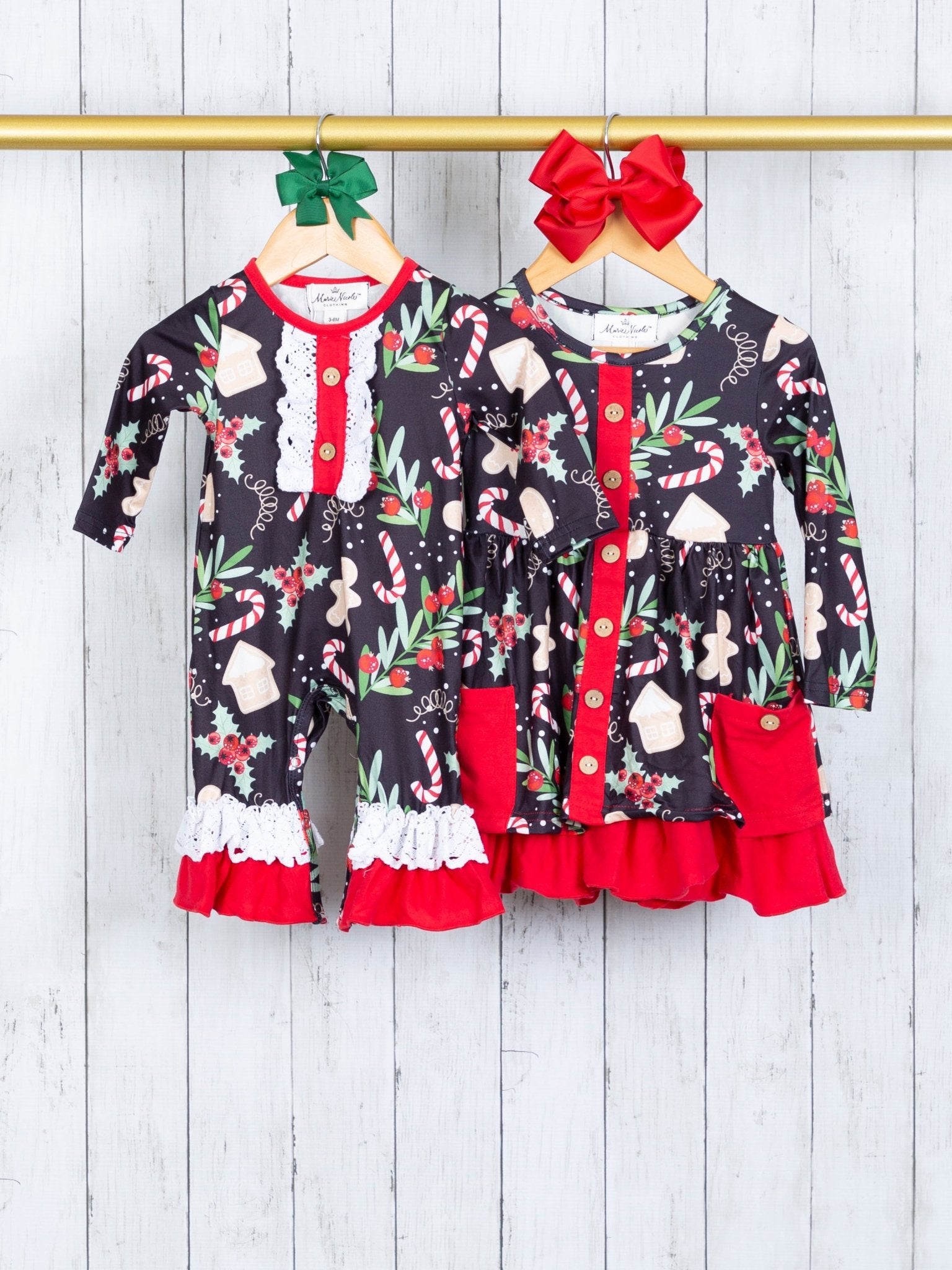 Cranberry Gingerbread Ruffle Romper - Marie Nicole Clothing