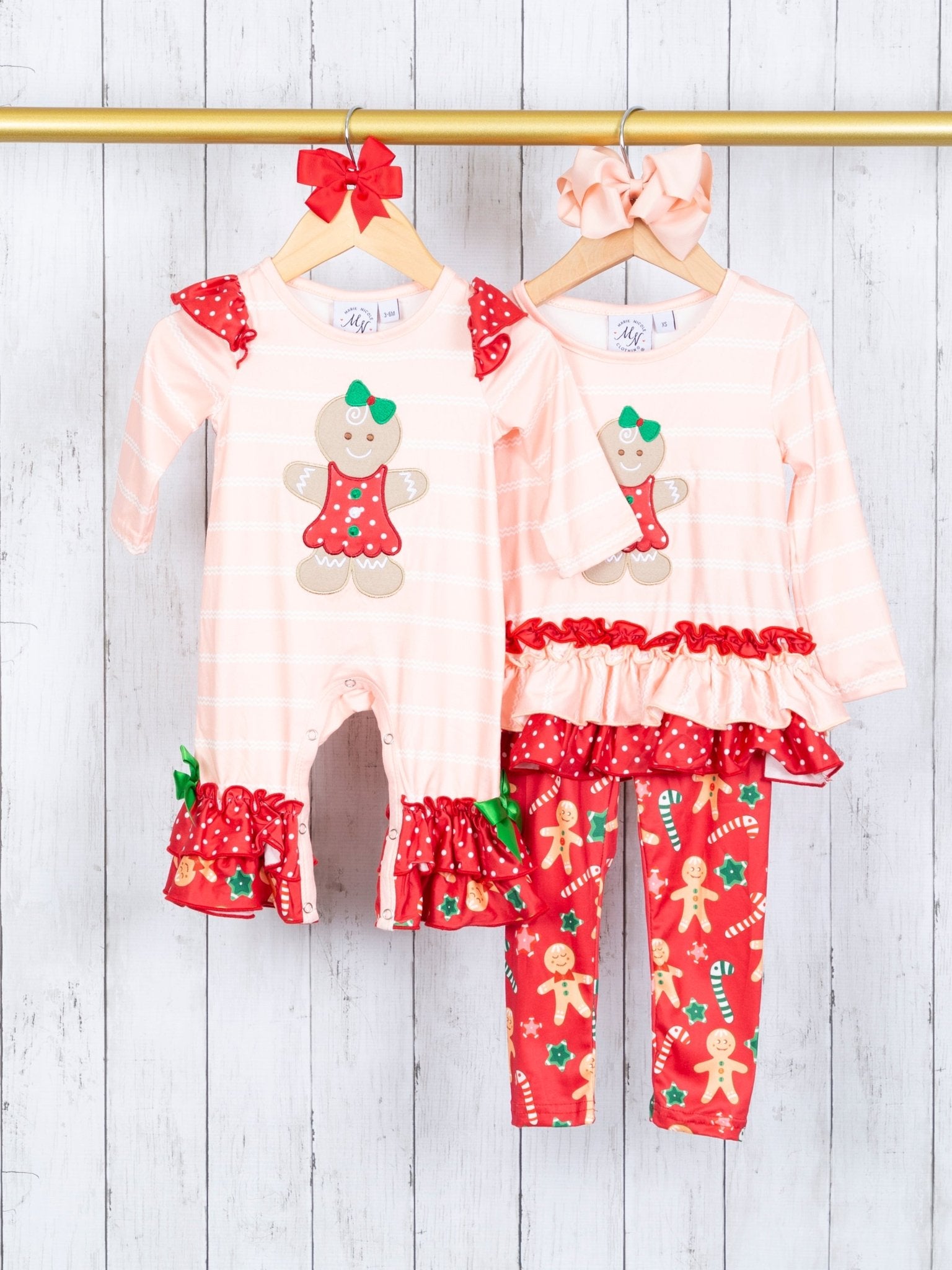 Peach Gingerbread Ruffle Outfit - Marie Nicole Clothing