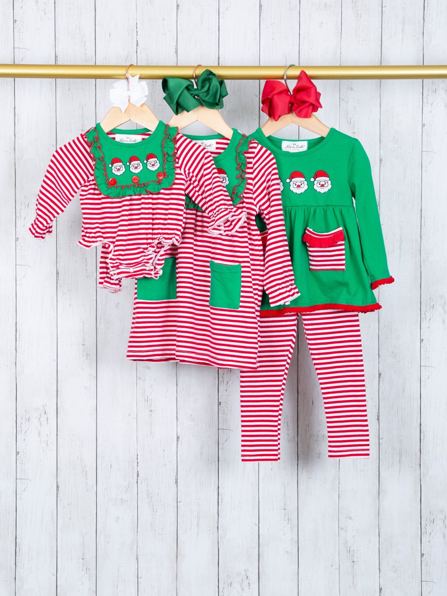 Green Santa Striped Pocket Dress - Marie Nicole Clothing