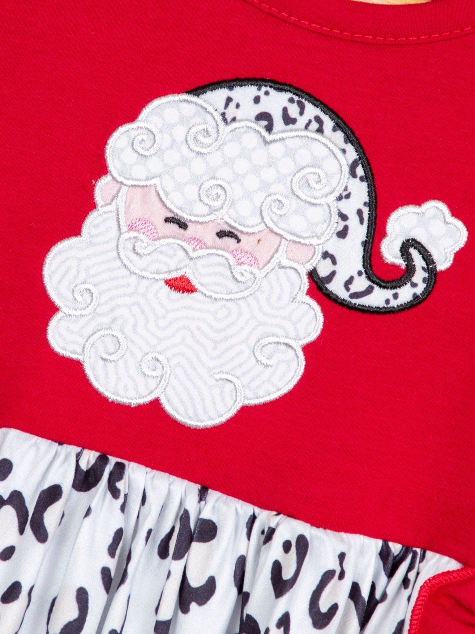 Snow Leopard Santa Ruffle Dress - Marie Nicole Clothing