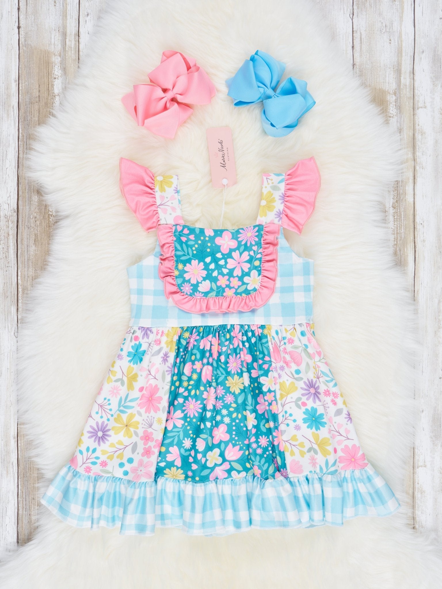 Vibrant Daisies Ruffle Dress - Marie Nicole Clothing