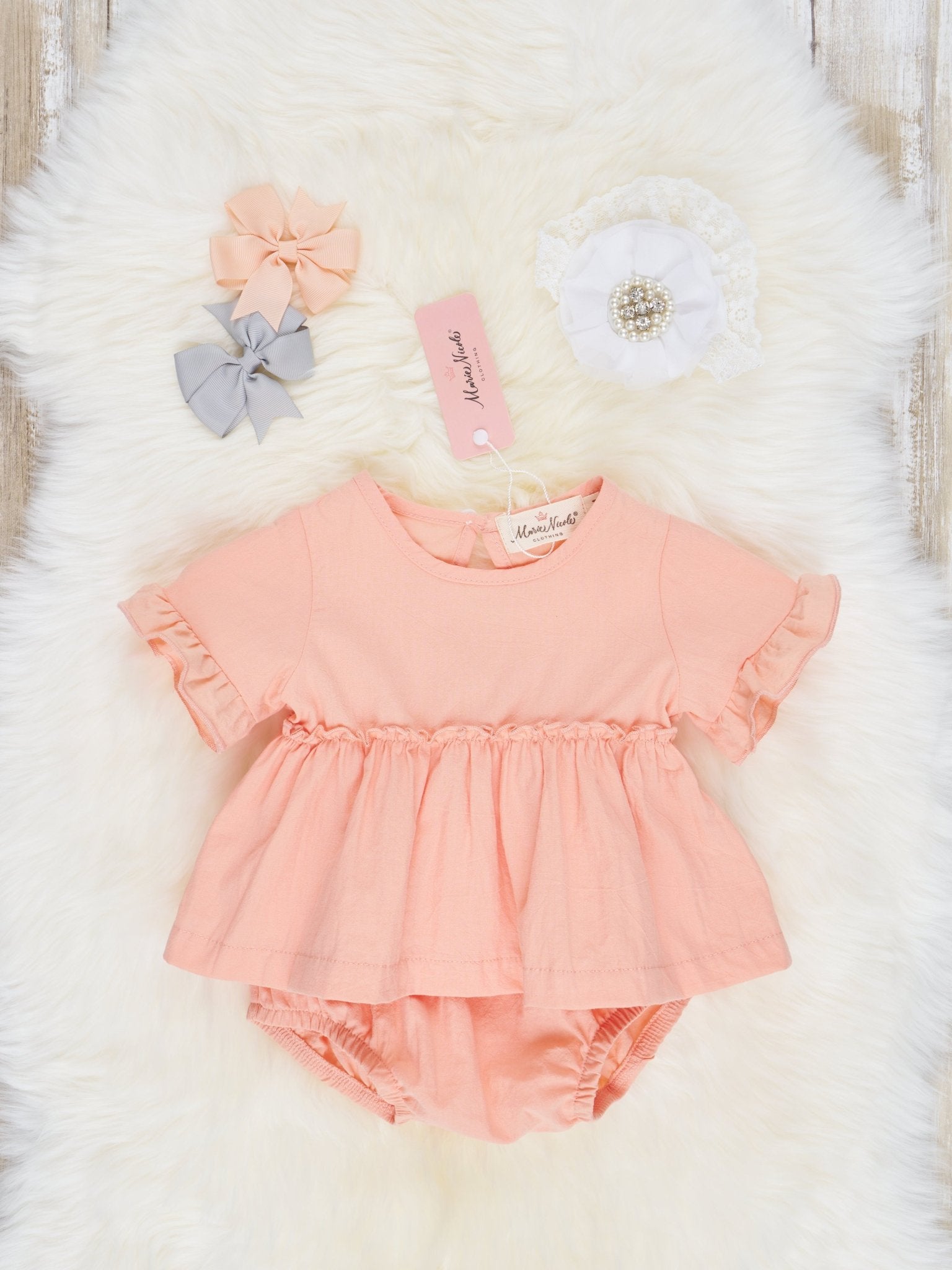 Peach Top & Bloomers Outfit - Marie Nicole Clothing