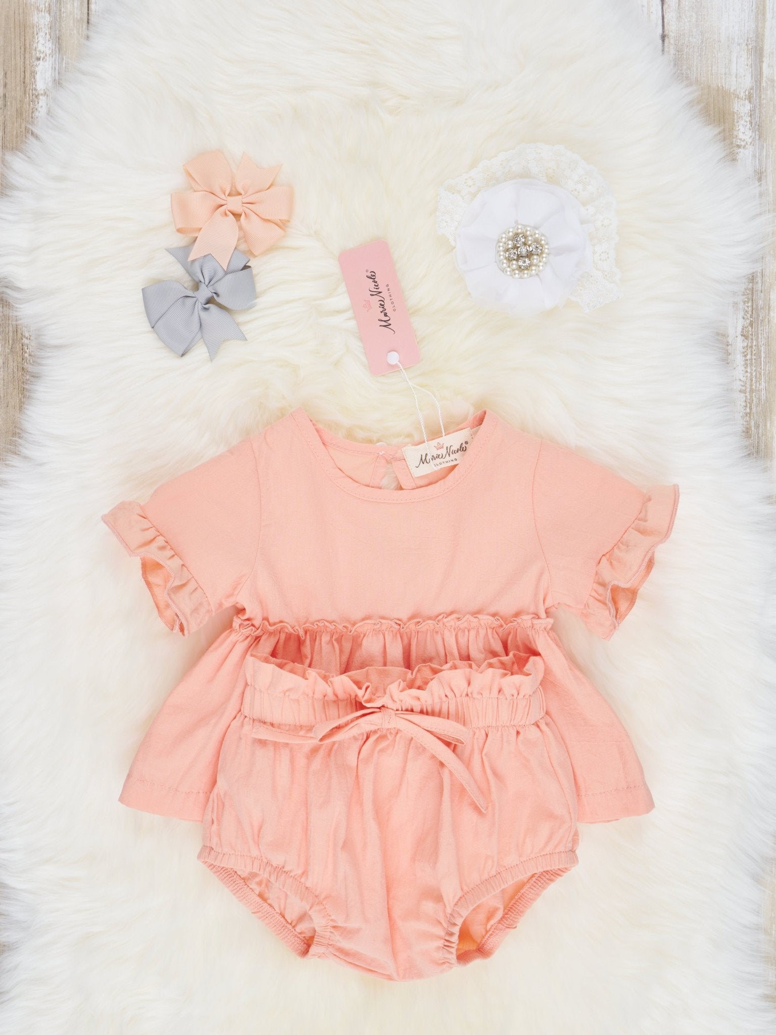Peach Top & Bloomers Outfit - Marie Nicole Clothing