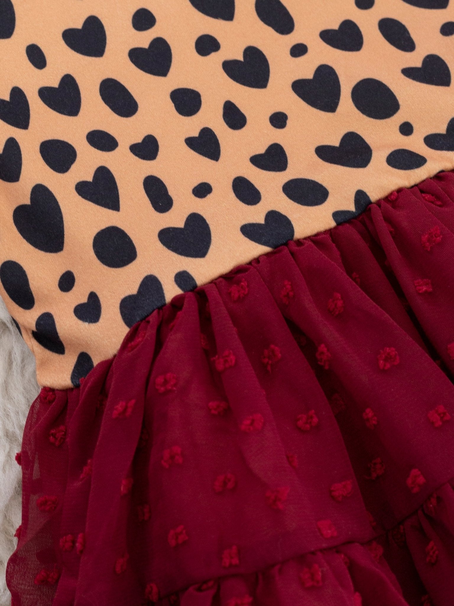 Cheetah Hearts Swiss Dot Tie Dress - Marie Nicole Clothing