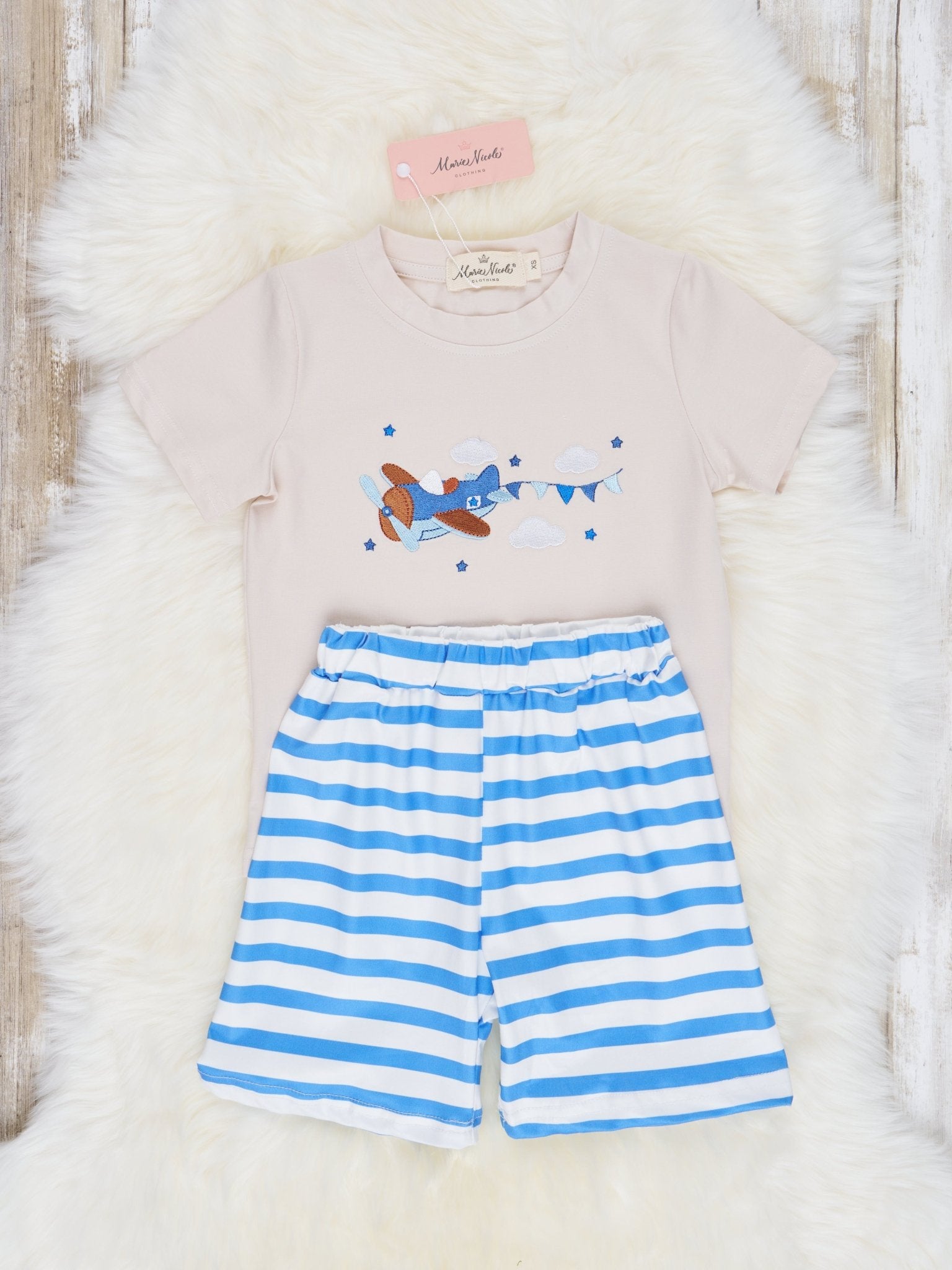 Airplane Striped Outfit - Marie Nicole Clothing