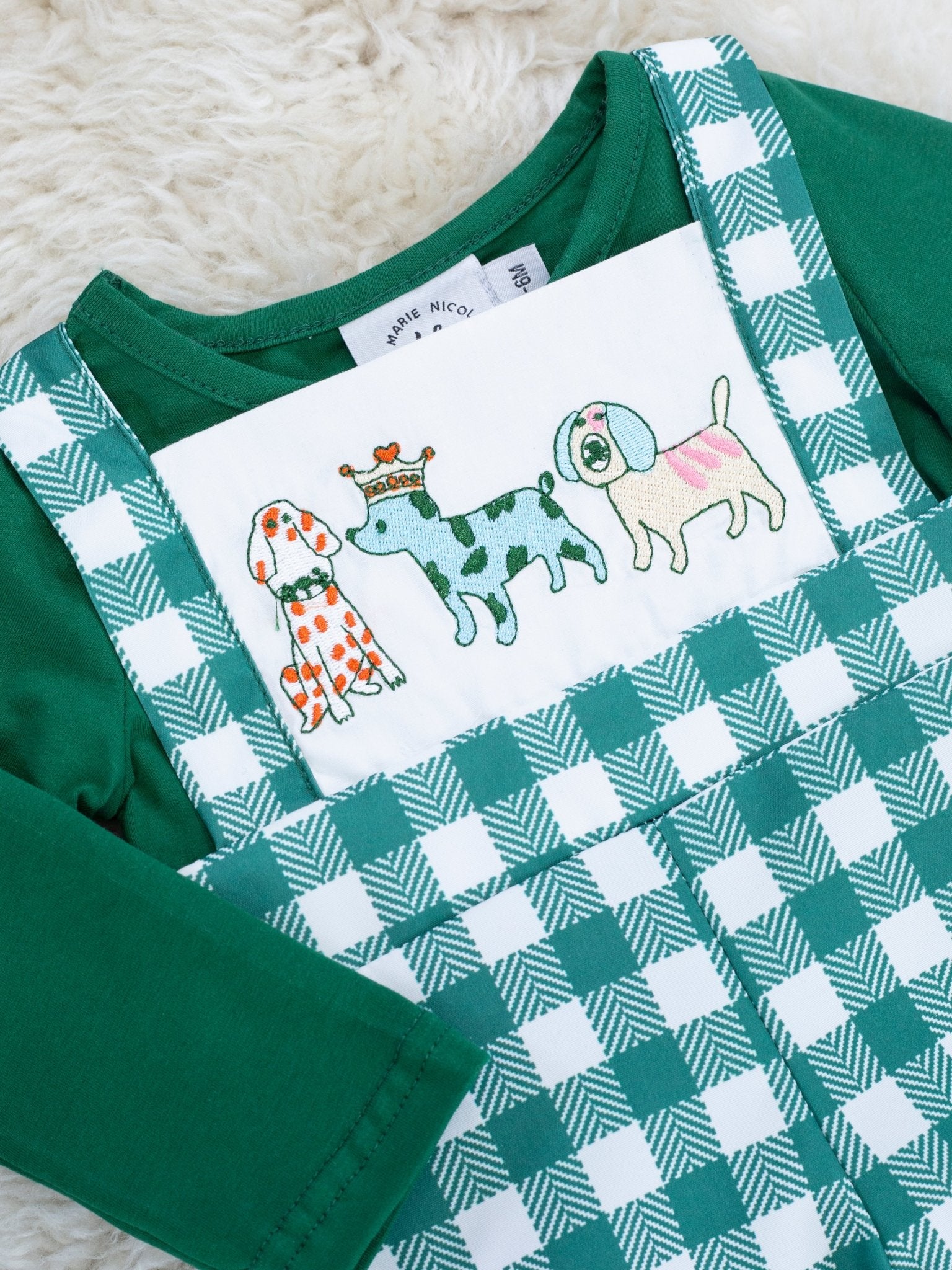 MNC Royal Pups™ Green Gingham Overall Johnny - Marie Nicole Clothing