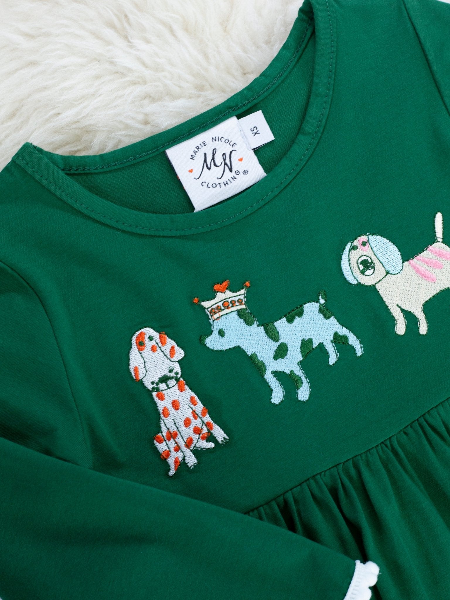 MNC Royal Pups™ Green Gingham Pocket Outfit - Marie Nicole Clothing