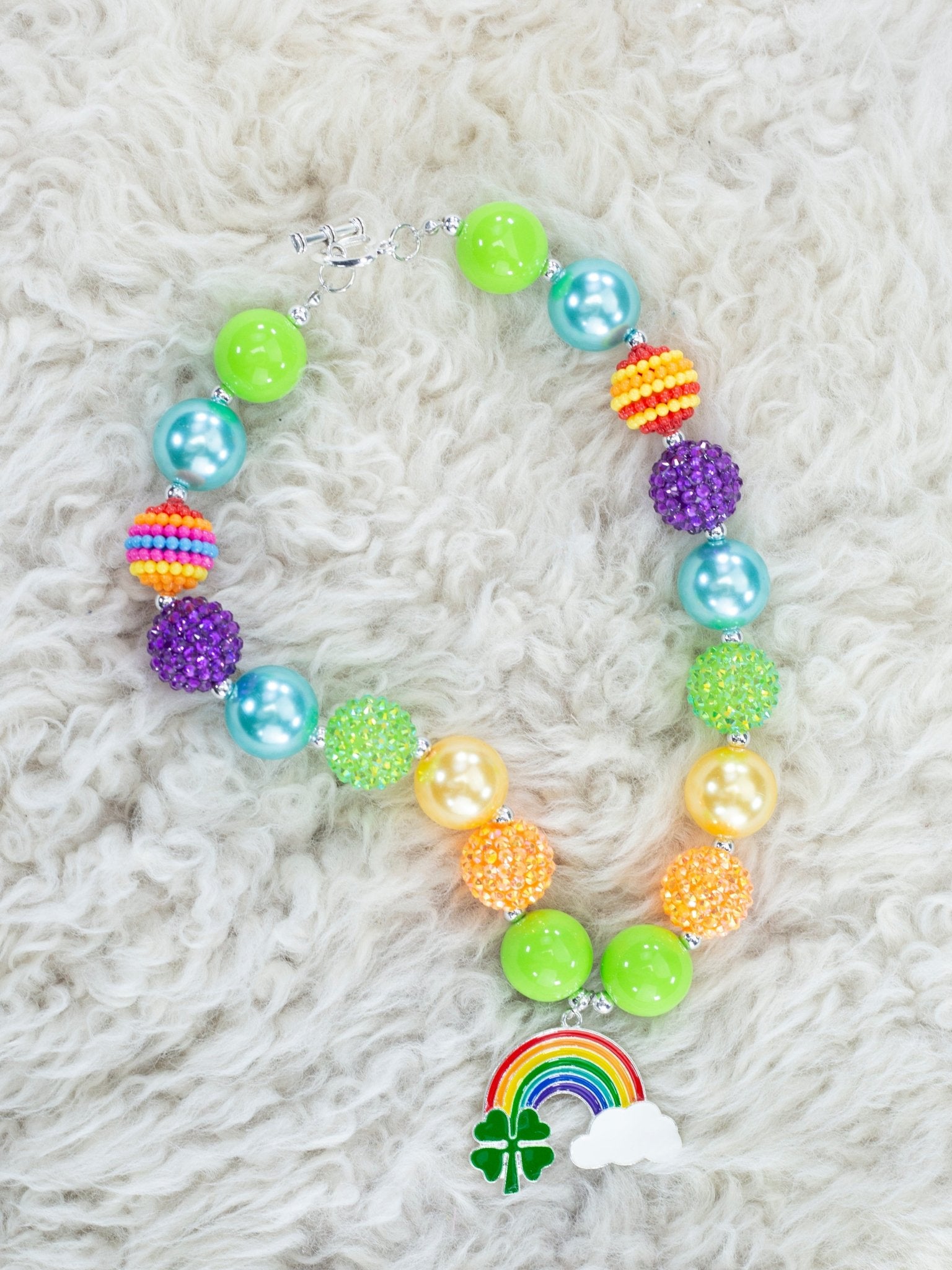 Rainbow Clover Bubblegum Necklace - Marie Nicole Clothing