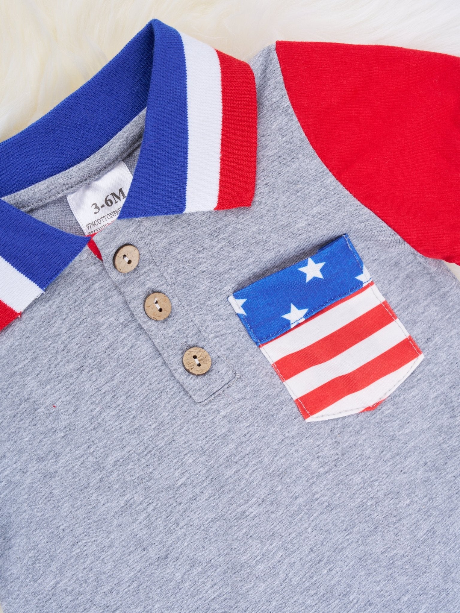 Patriotic Polo Raglan Johnny - Marie Nicole Clothing