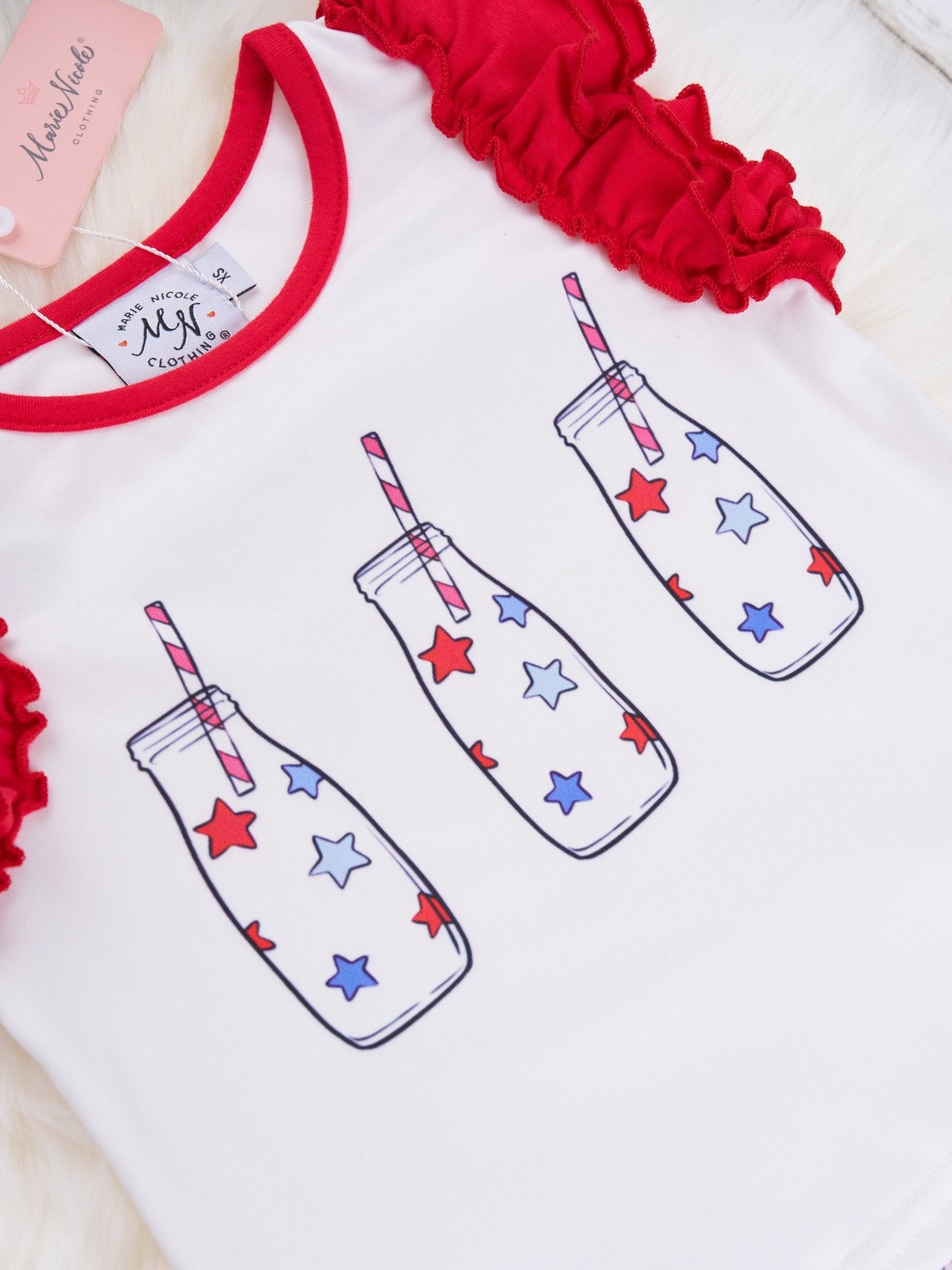 Patriotic Floral Icing Ruffle Outfit - Marie Nicole Clothing