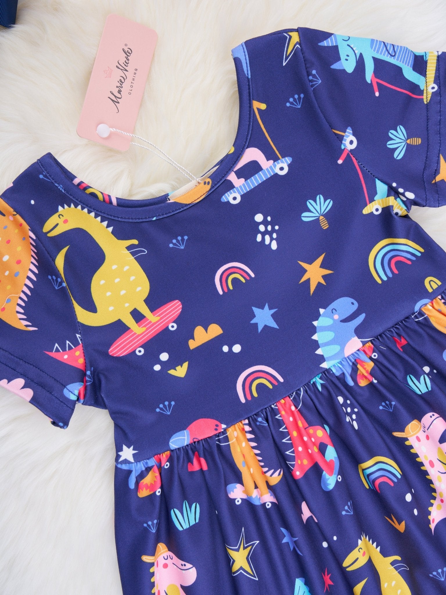 Dinosaurs & Rainbows Dress - Marie Nicole Clothing