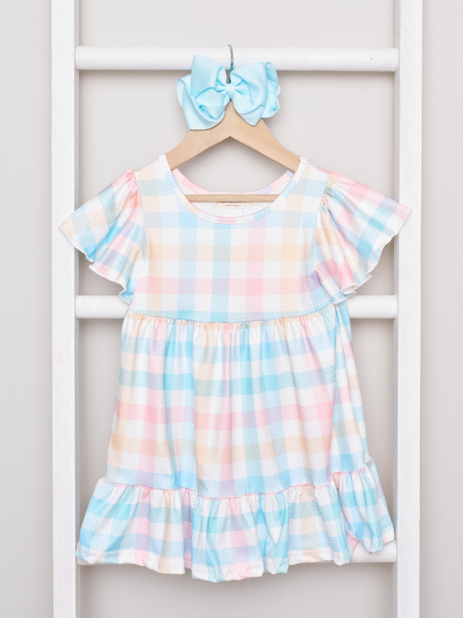 Mom & Me Pastel Gingham Ruffle Dress - Marie Nicole Clothing