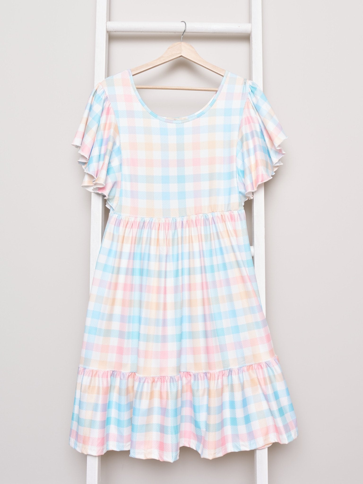 Mom & Me Pastel Gingham Ruffle Dress - Marie Nicole Clothing