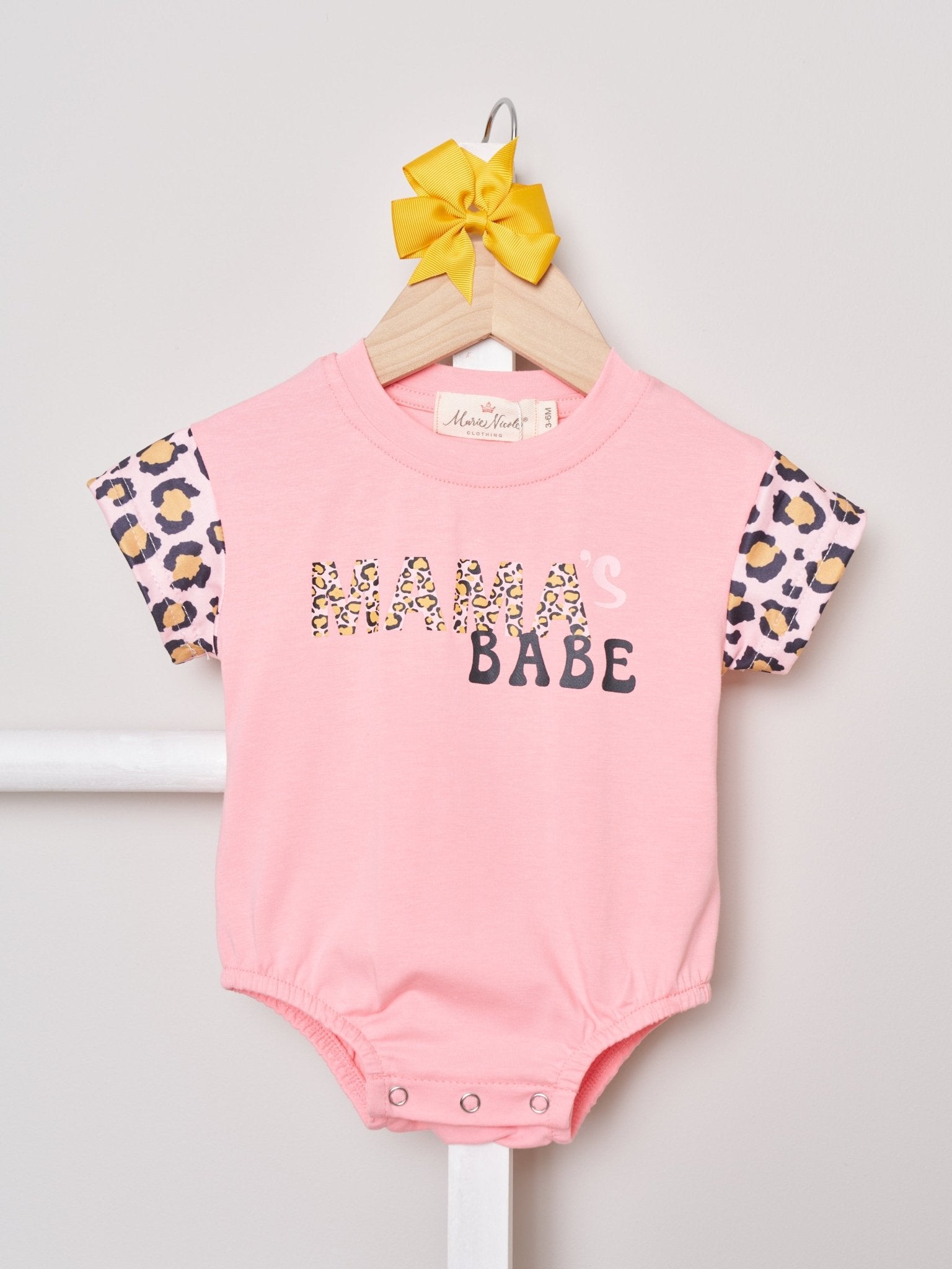 Mom & Me Leopard "Mama's Girl" Shirt & Bubble - Marie Nicole Clothing