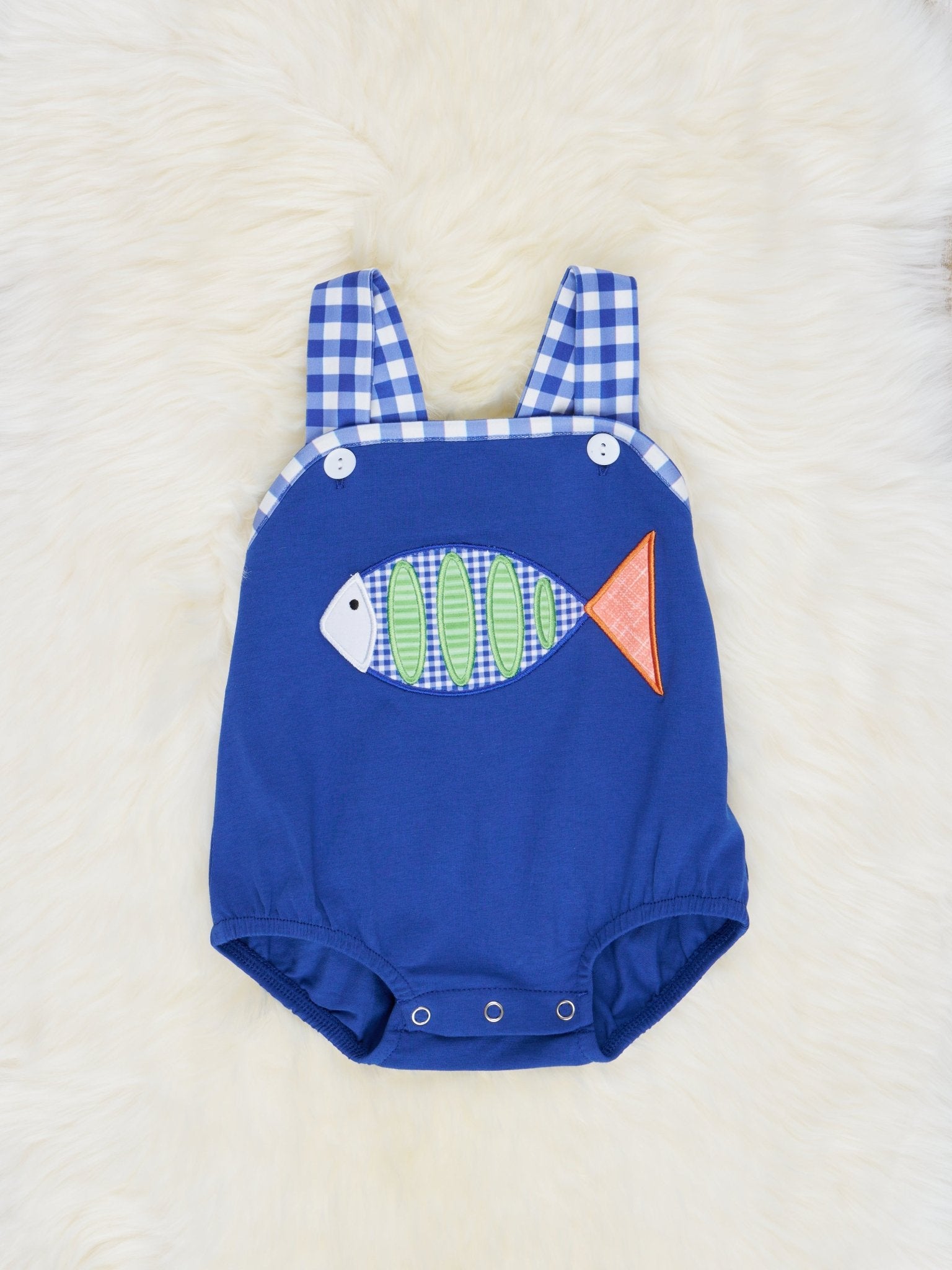 Gingham Fish Romper - Marie Nicole Clothing