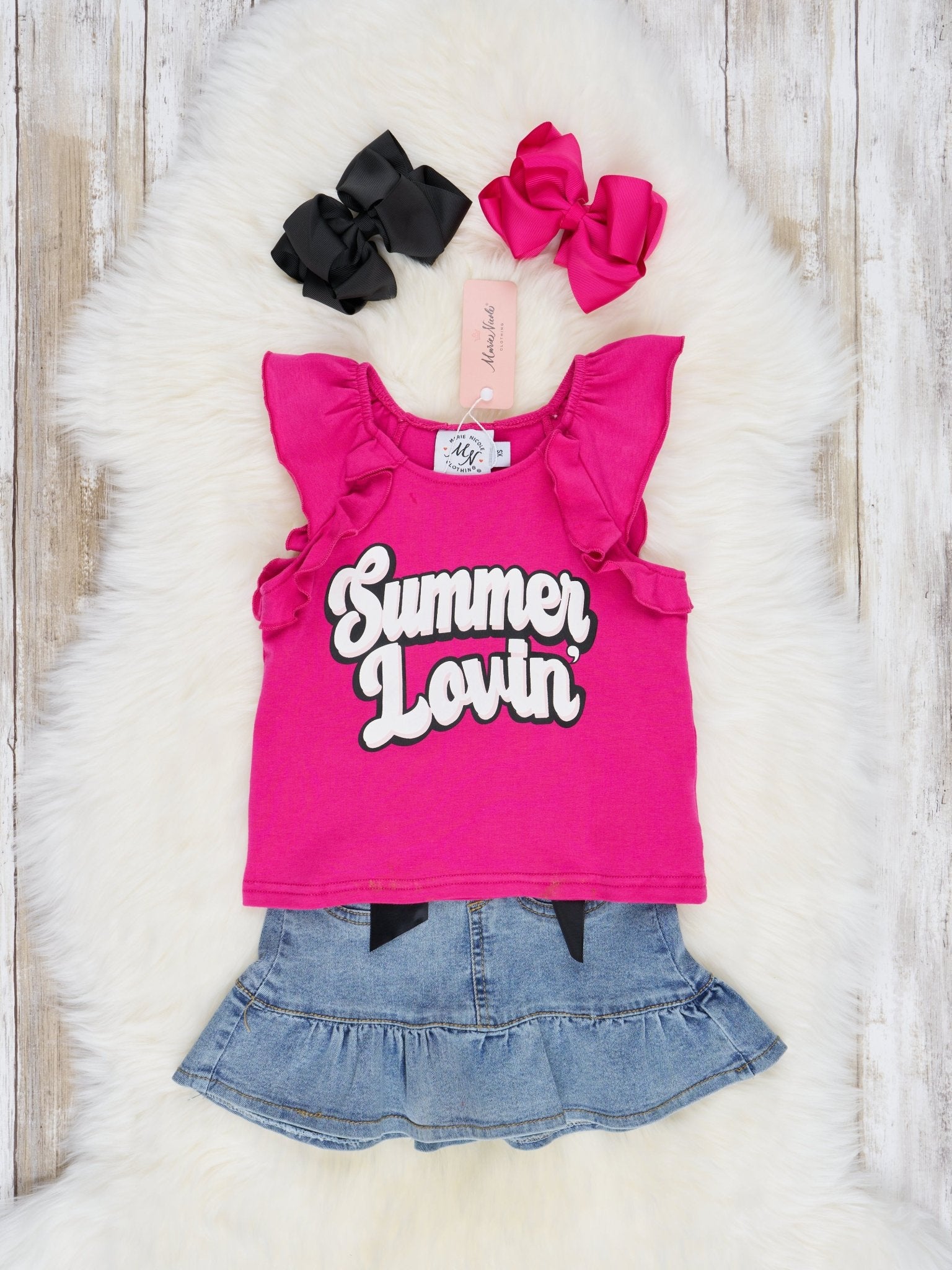 "Summer Lovin" Ruffle Denim Outfit - Marie Nicole Clothing