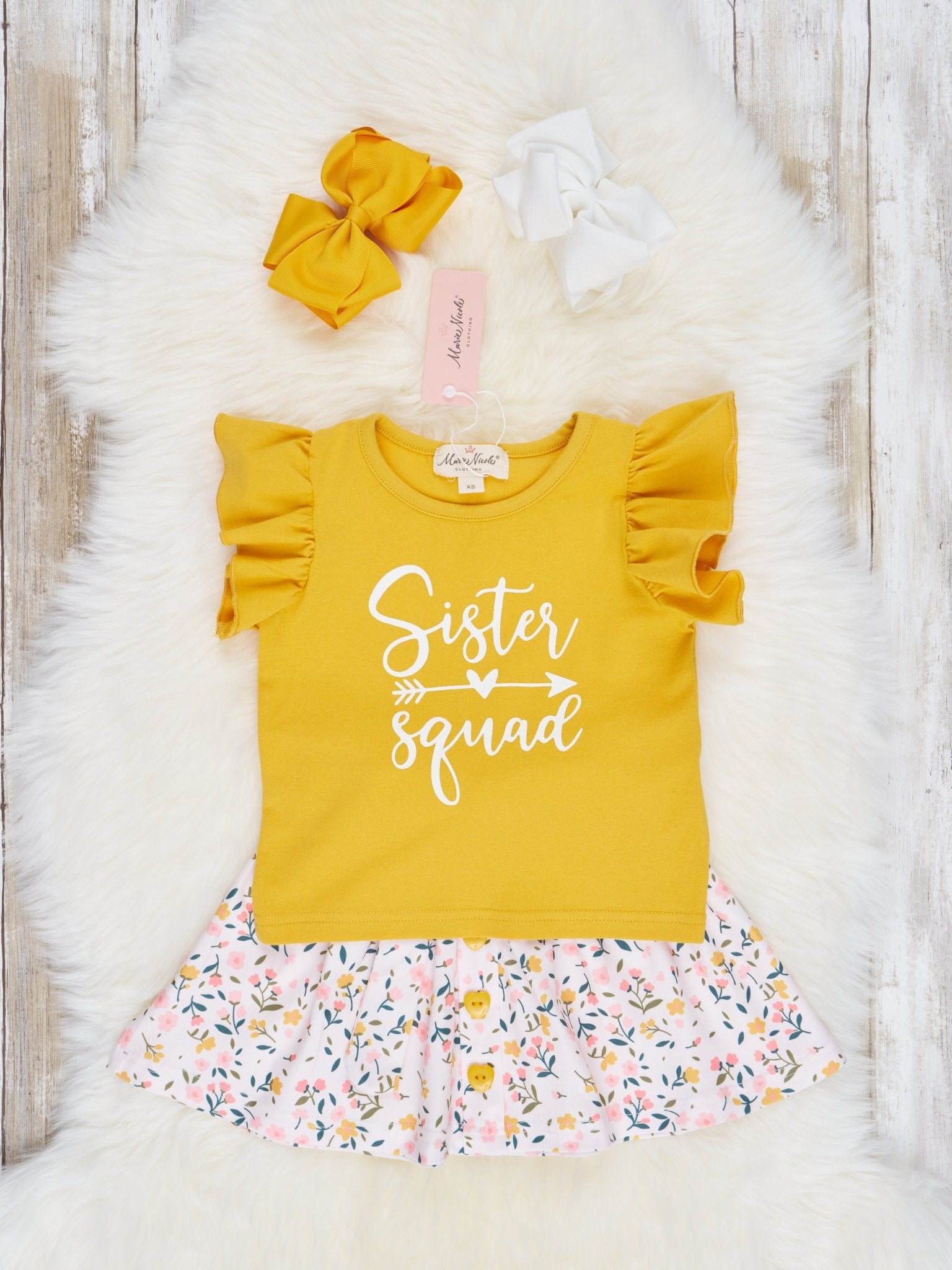 "Sister Squad" Floral Skirt Outfit - Marie Nicole Clothing