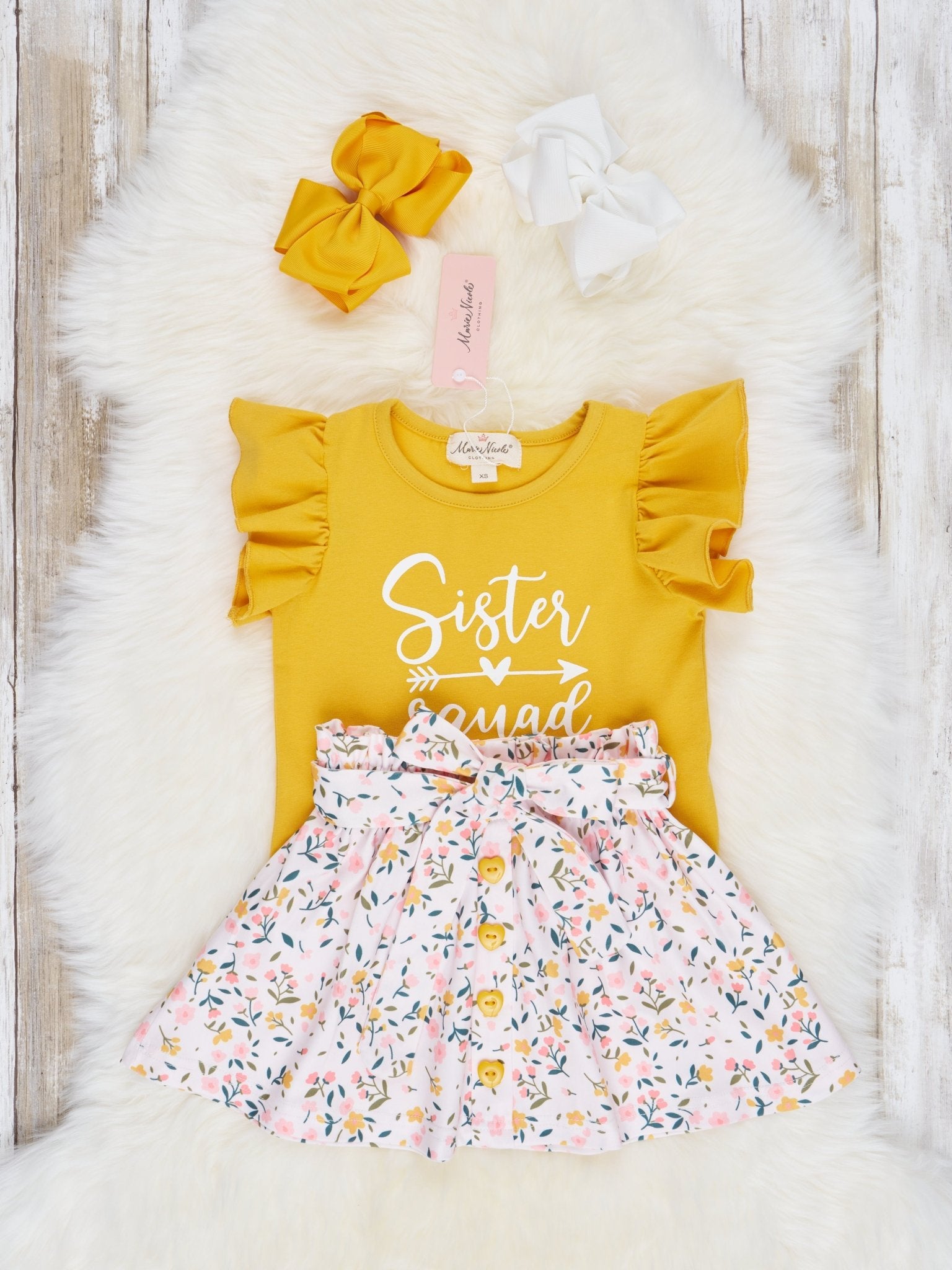 "Sister Squad" Floral Skirt Outfit - Marie Nicole Clothing