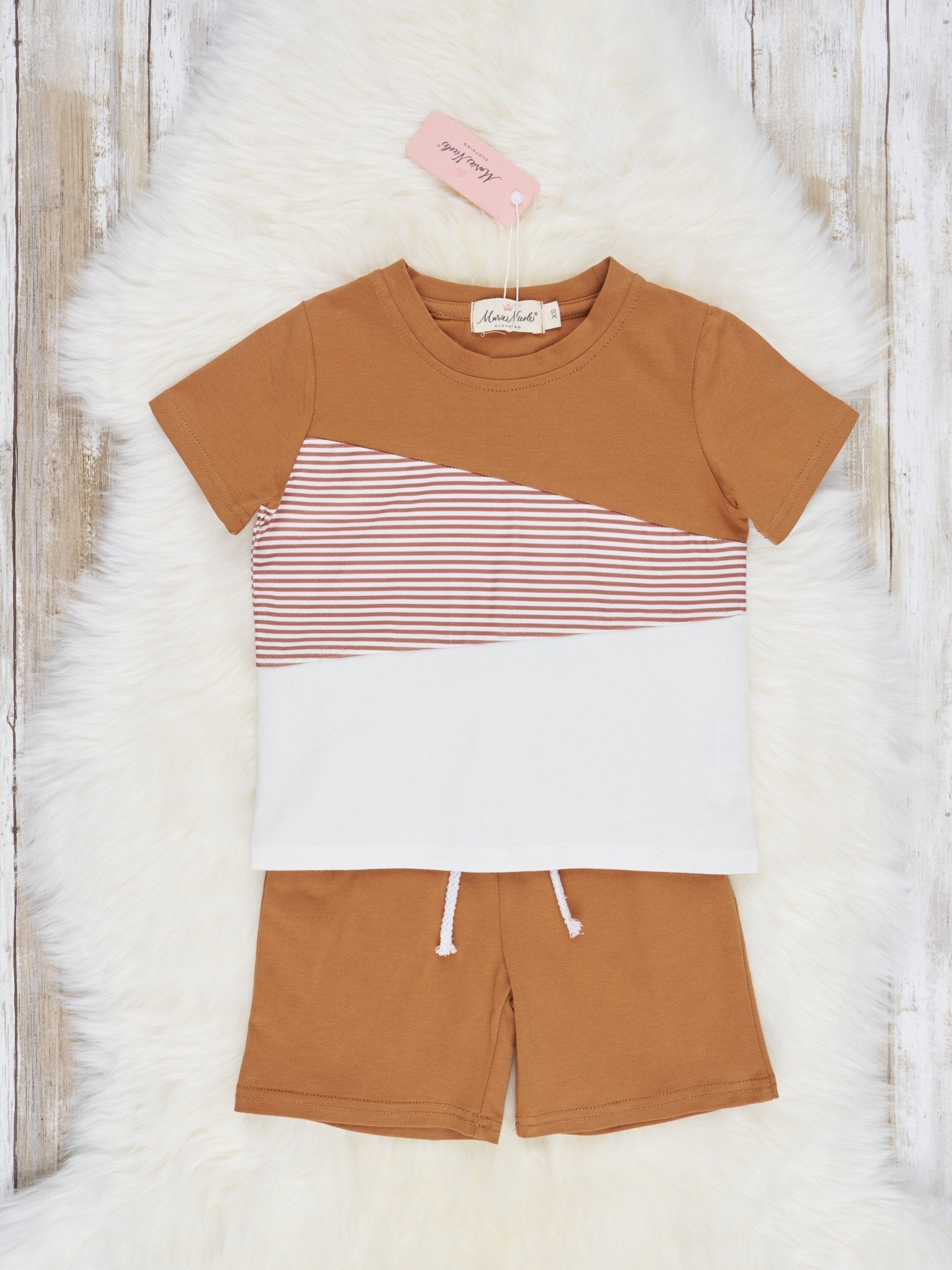 Brown Colorblock Outfit - Marie Nicole Clothing