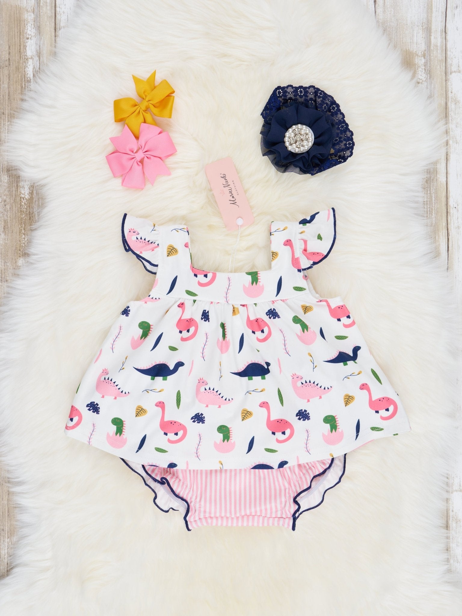 Dino Ruffle Top & Bloomers Outfit - Marie Nicole Clothing