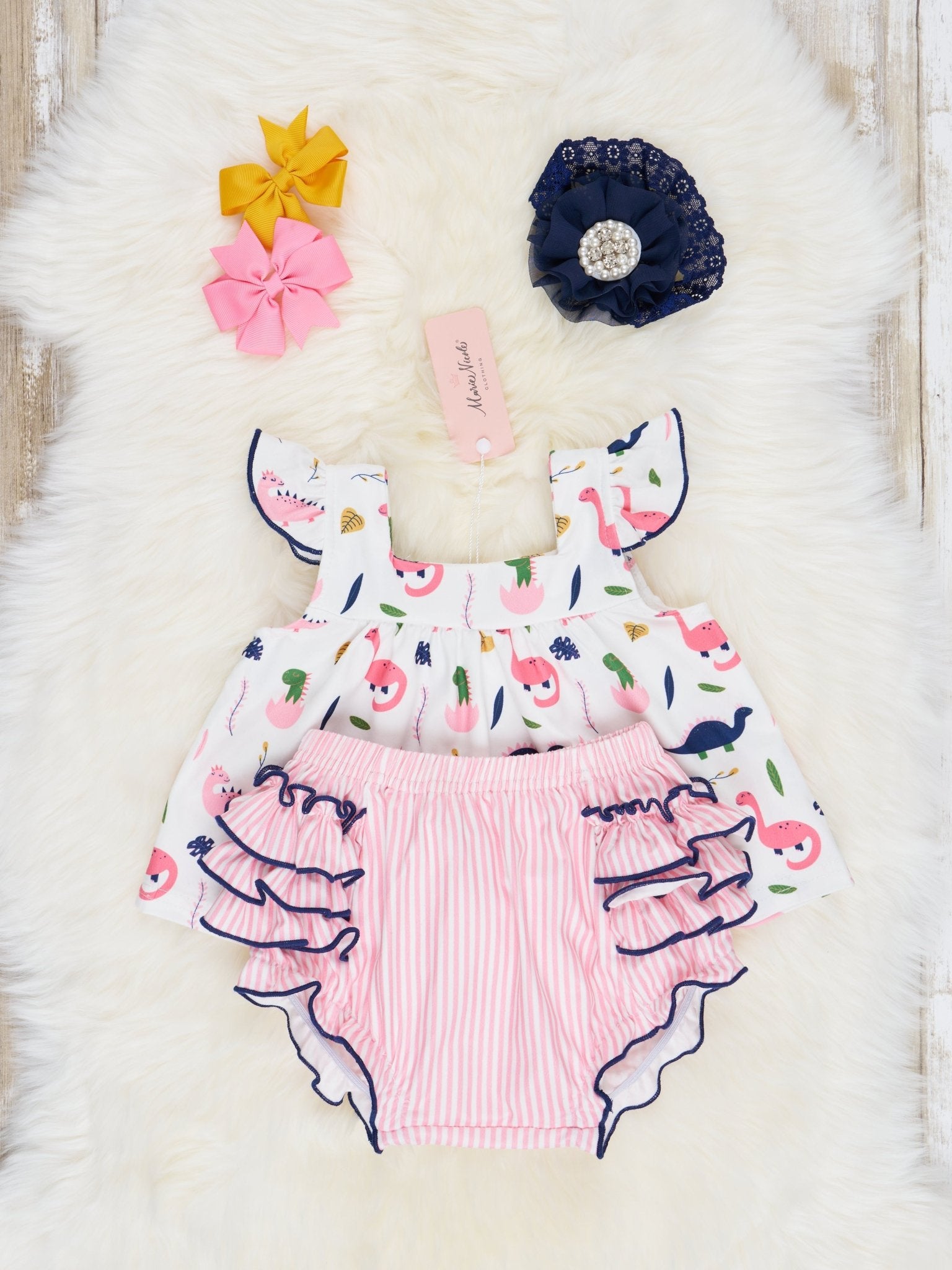 Dino Ruffle Top & Bloomers Outfit - Marie Nicole Clothing