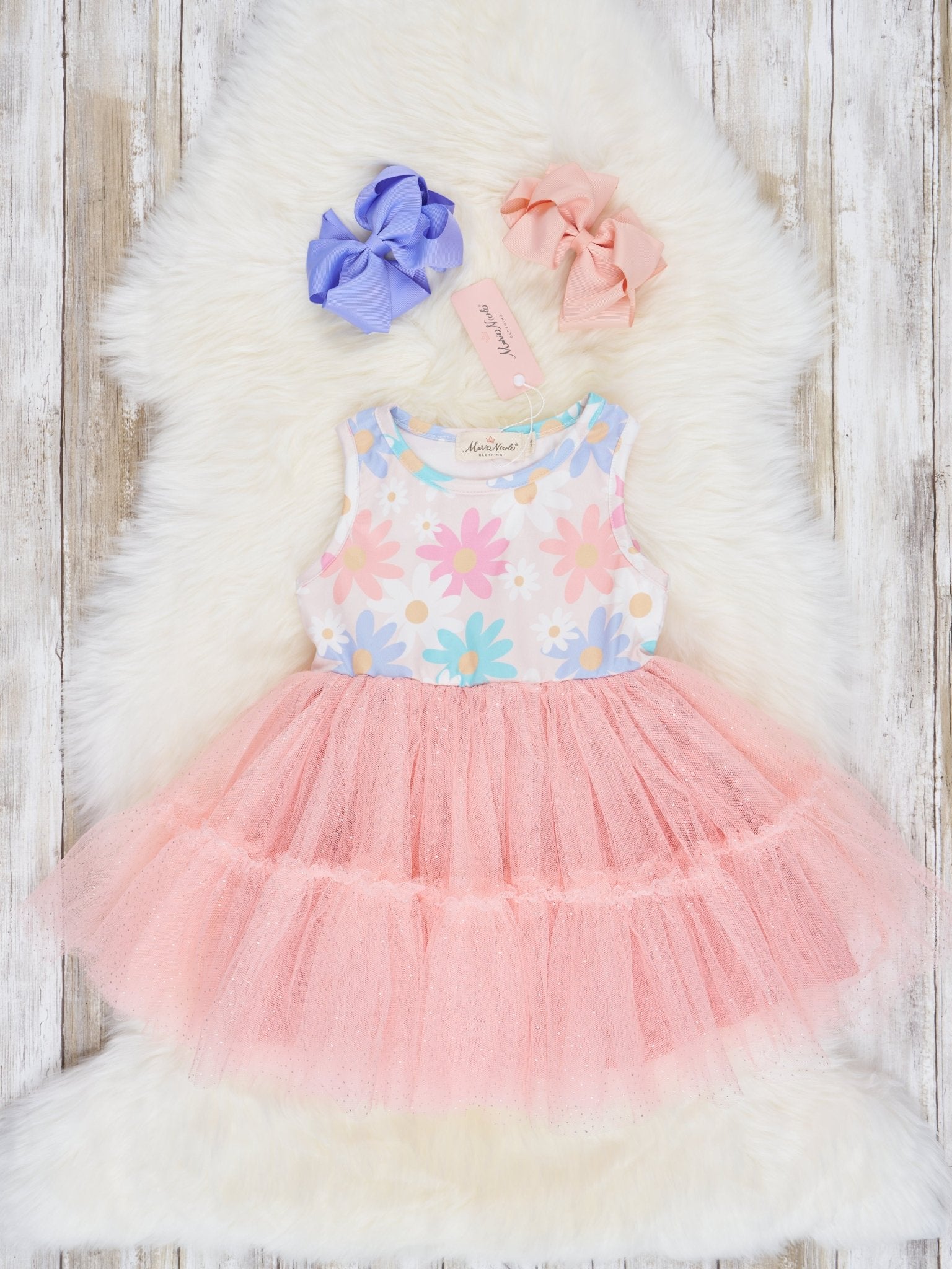 Pastel Floral Tank Tulle Dress - Marie Nicole Clothing