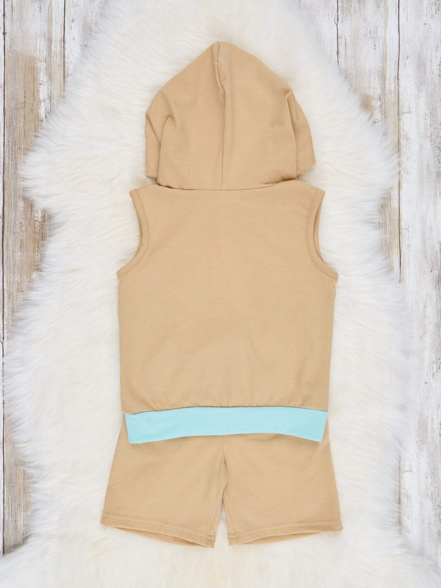 Tan & Blue Hoodie Outfit - Marie Nicole Clothing