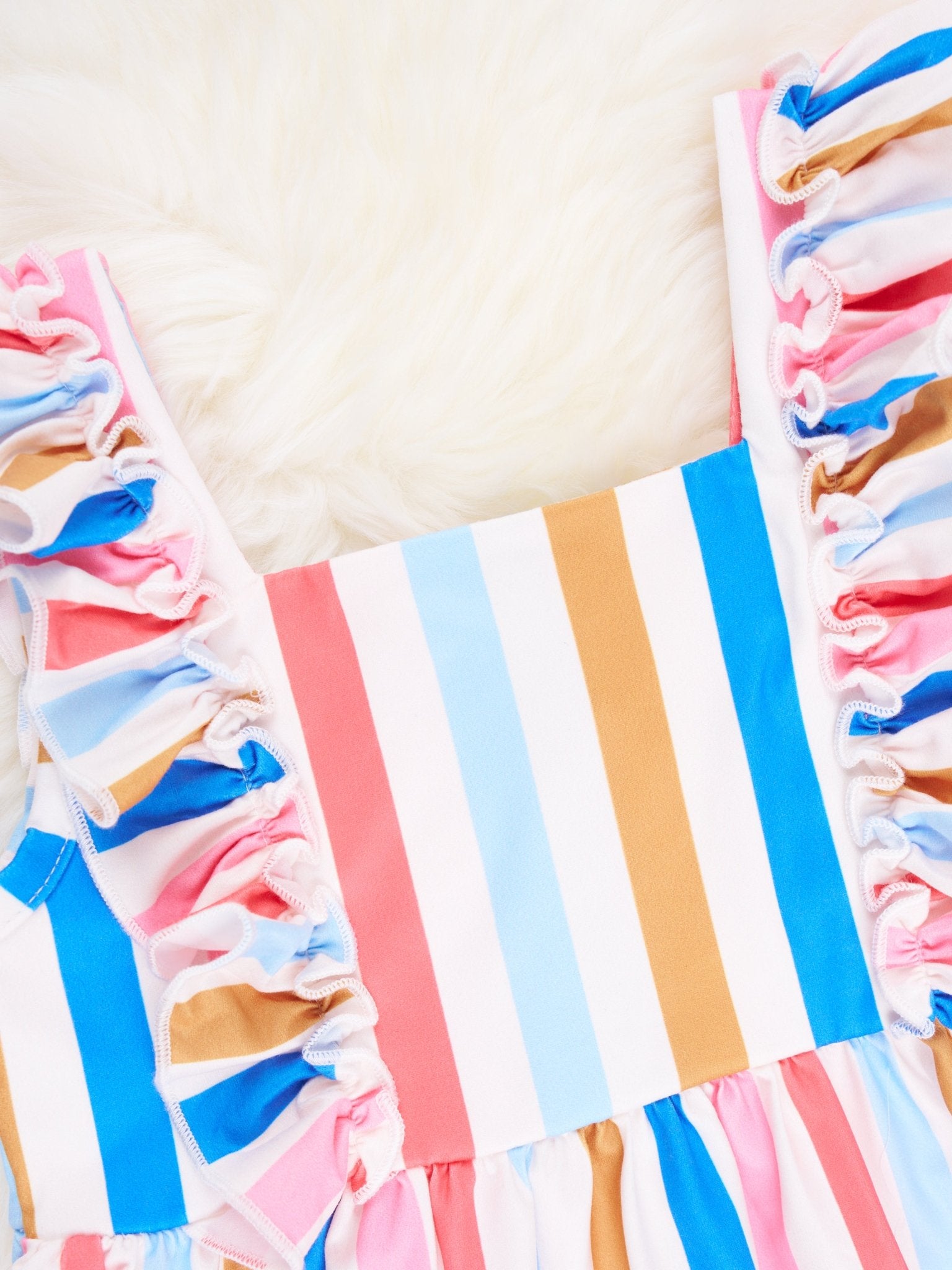 Bright Striped Ruffle Dress - Marie Nicole Clothing