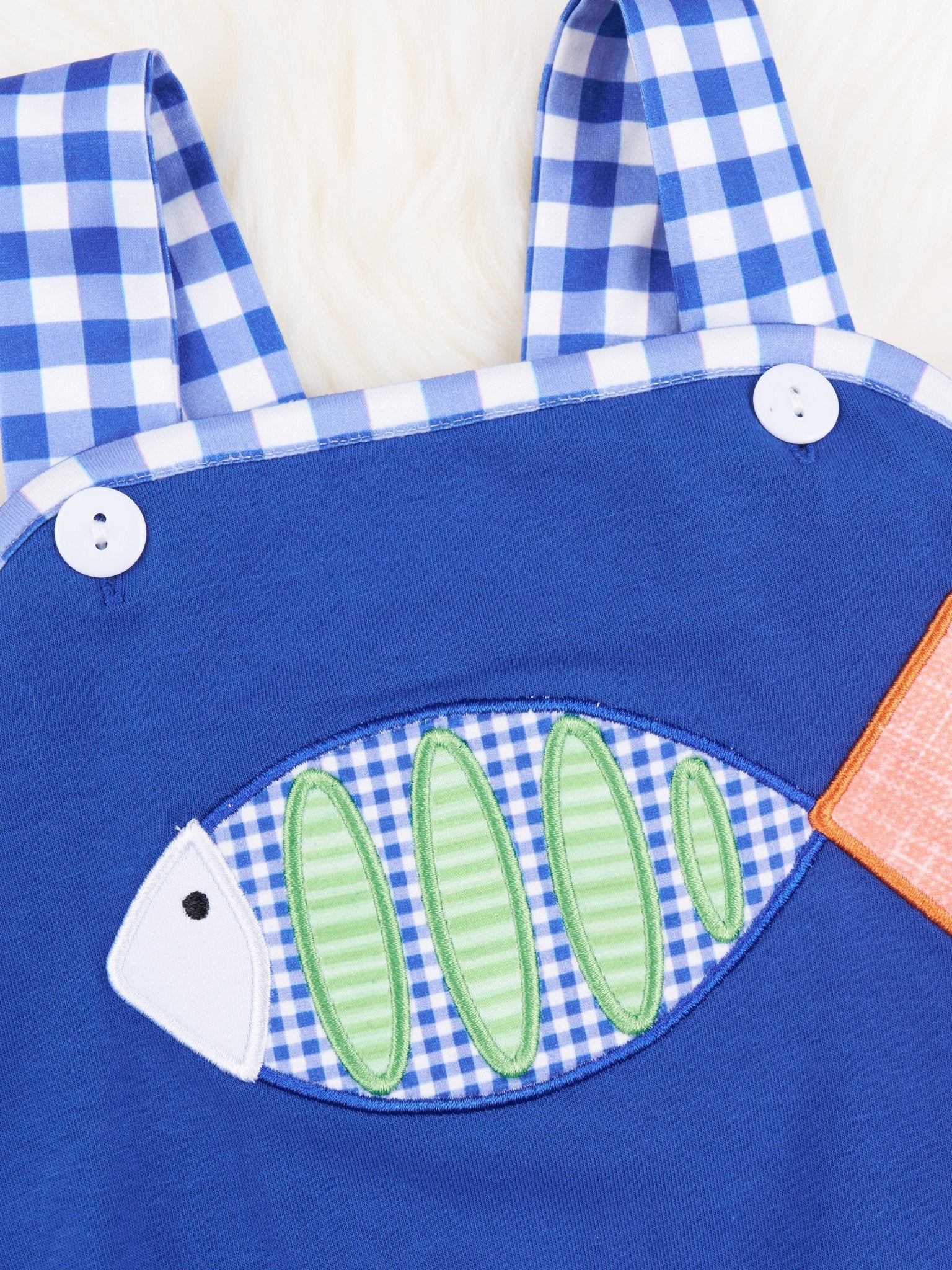 Gingham Fish Romper - Marie Nicole Clothing