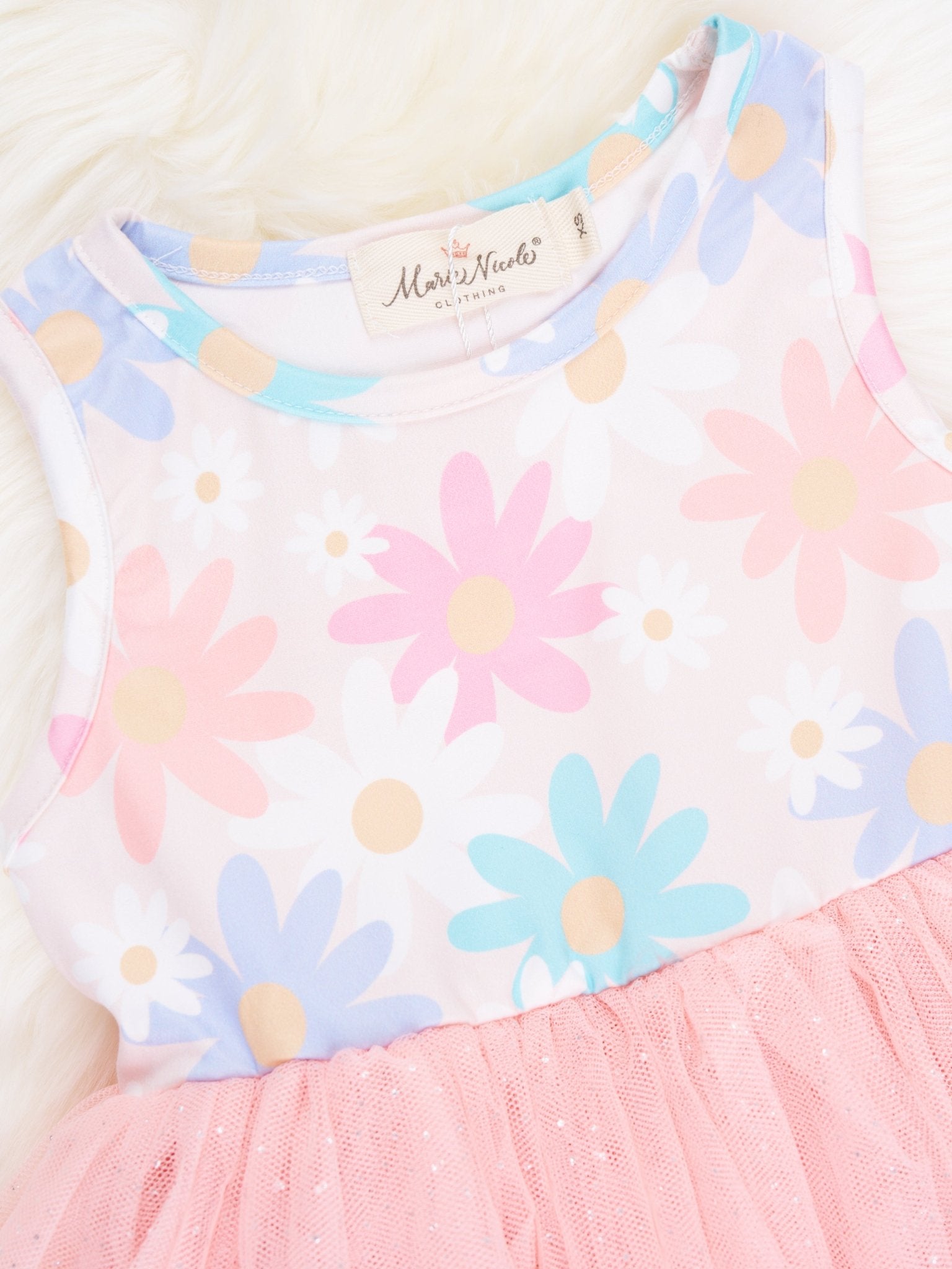 Pastel Floral Tank Tulle Dress - Marie Nicole Clothing