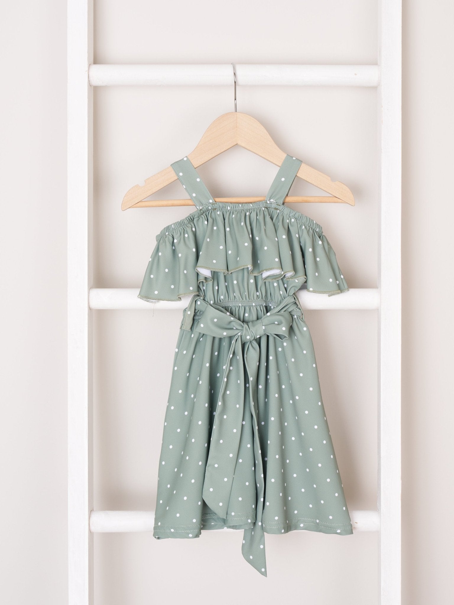 Mom & Me Green Polka Dot Ruffle Dress - Marie Nicole Clothing