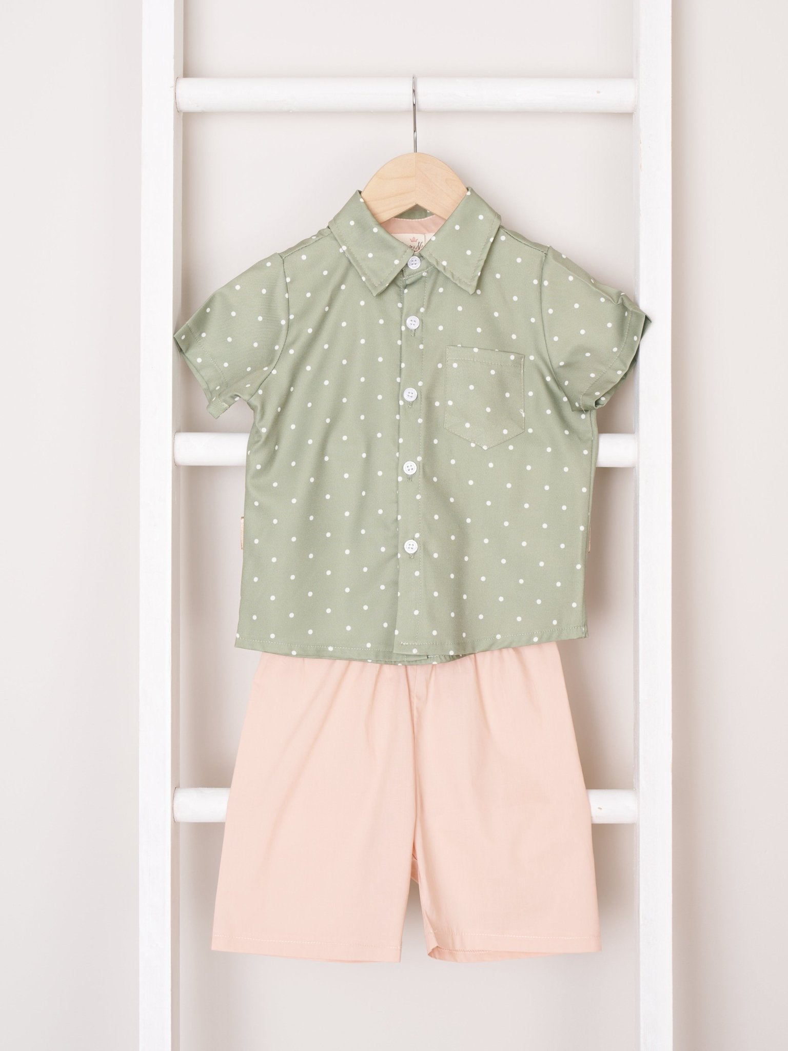 Green Polka Dot Polo Outfit - Marie Nicole Clothing
