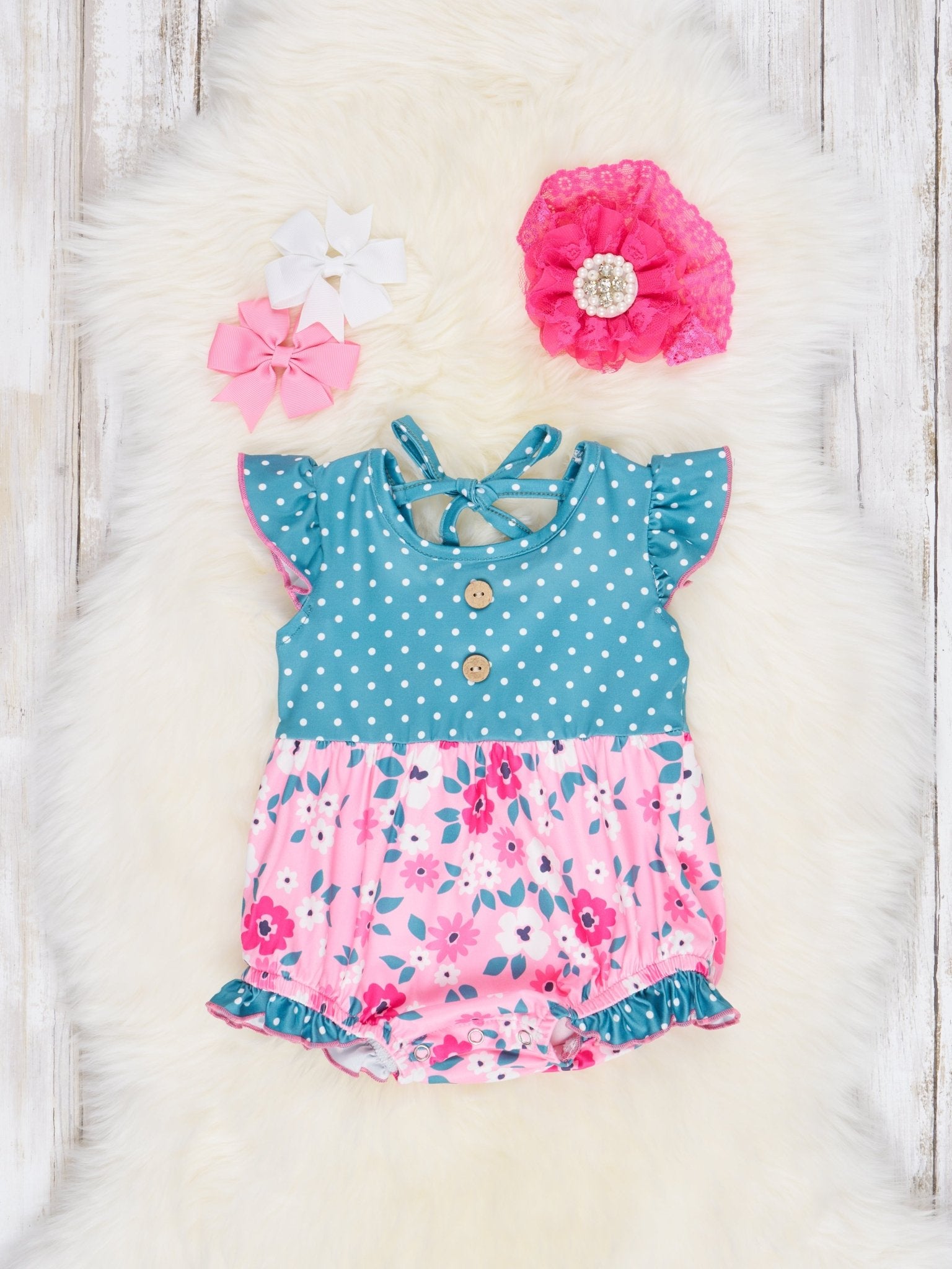 Pink Buttercup Ruffle Bubble Romper - Marie Nicole Clothing