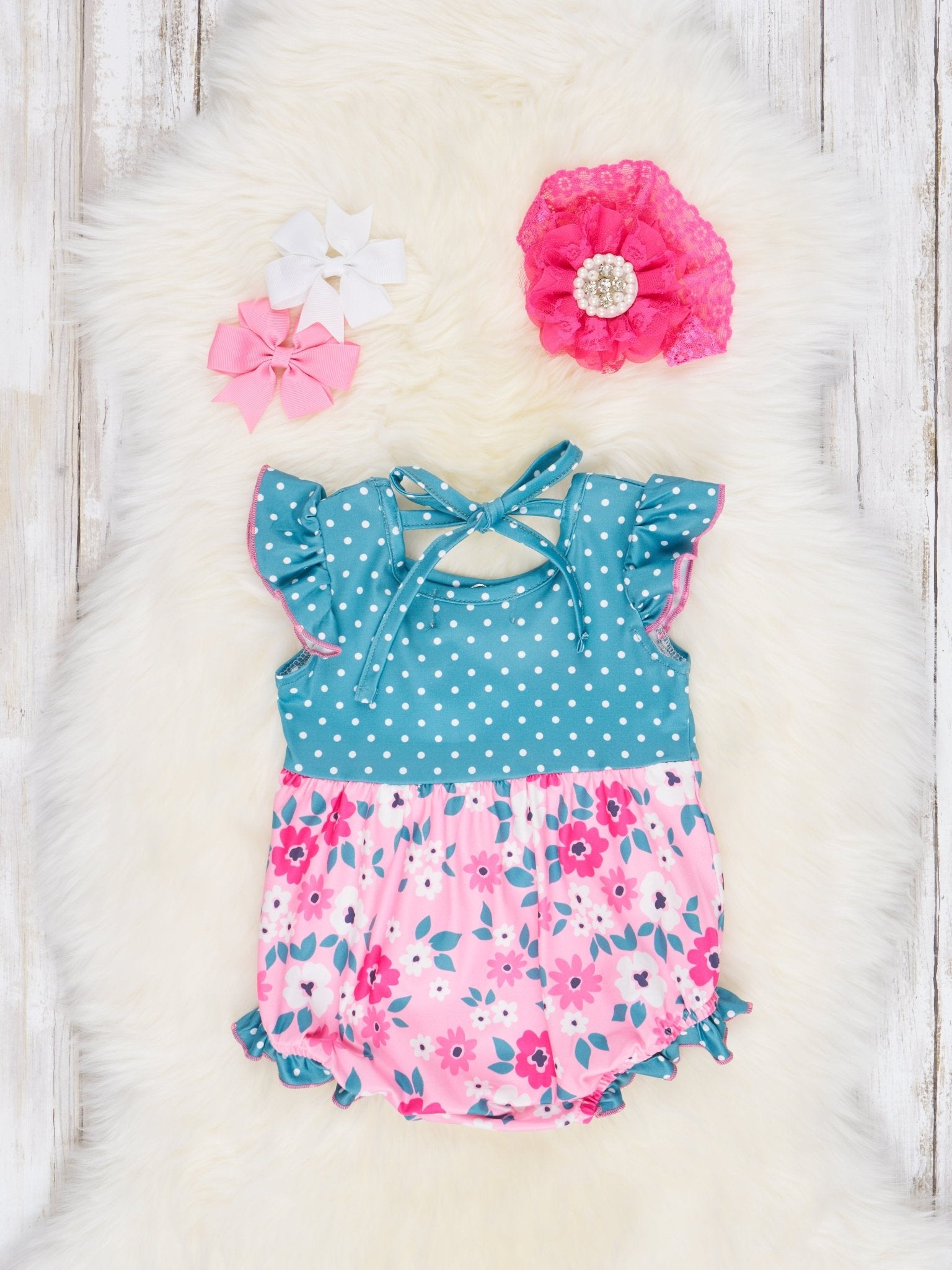 Pink Buttercup Ruffle Bubble Romper - Marie Nicole Clothing