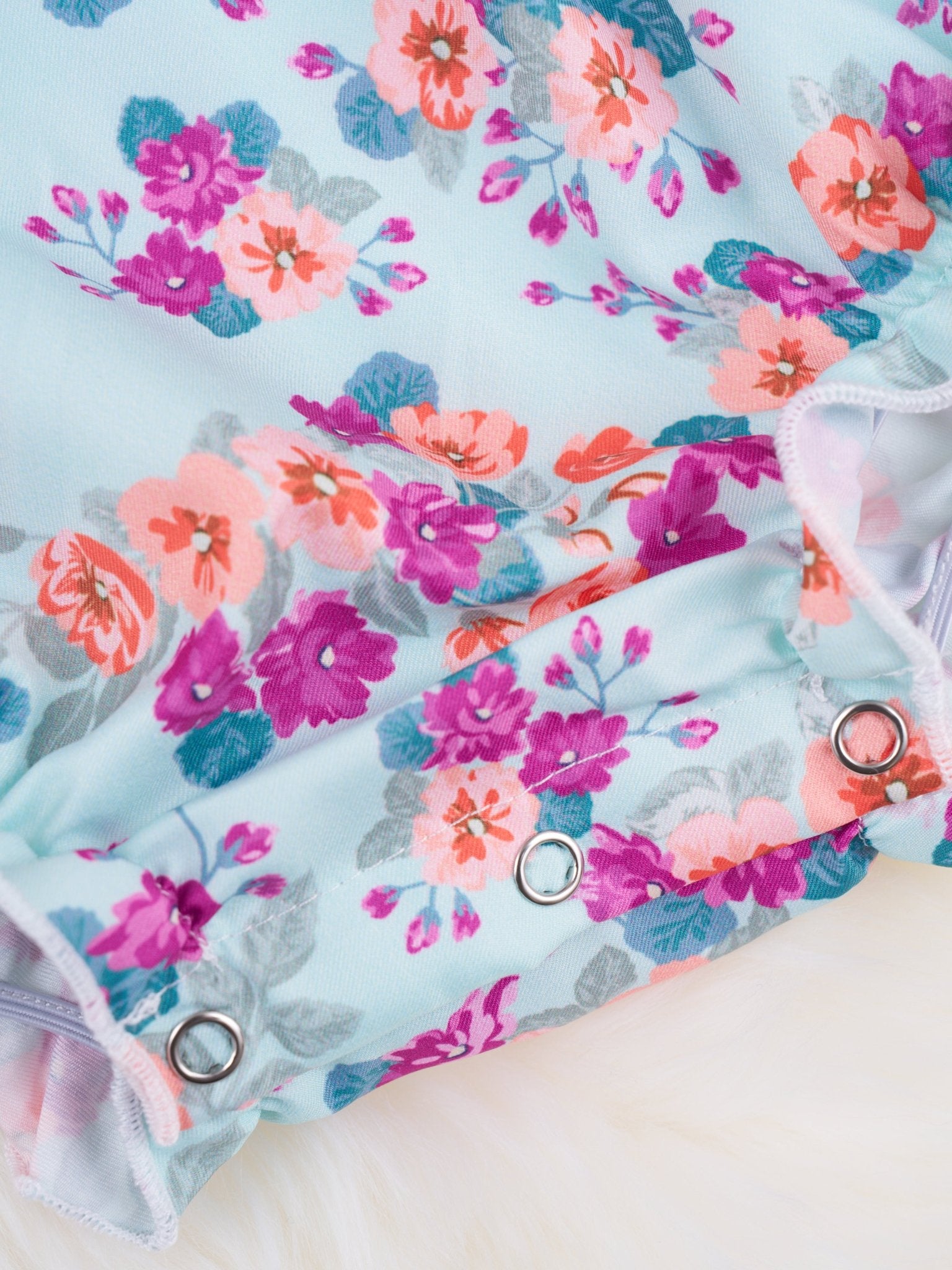 Smocked Orange Floral Ruffle Bubble Romper - Marie Nicole Clothing