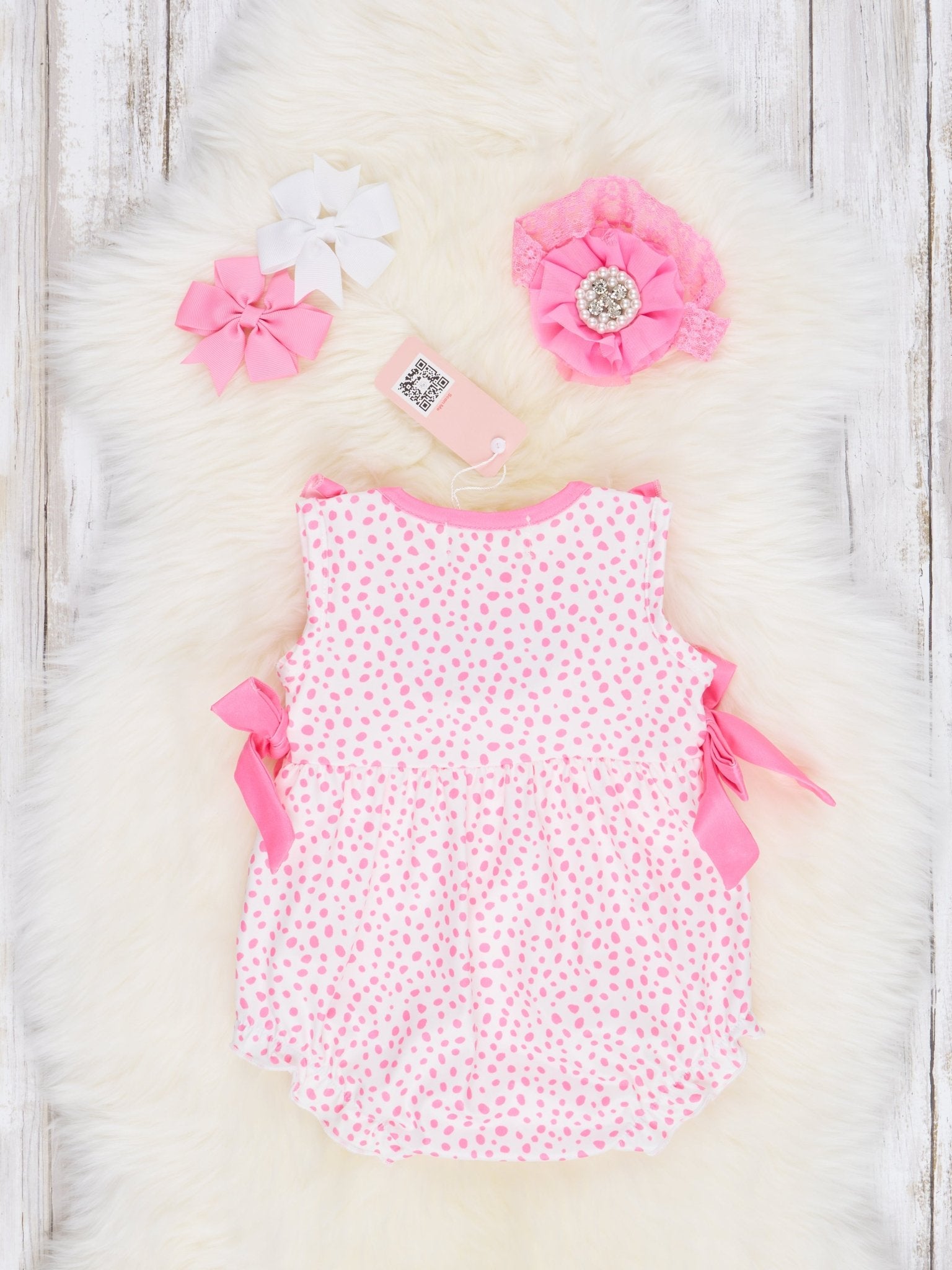 Pink Dot "Mama's Girl" Ruffle Bubble Romper - Marie Nicole Clothing