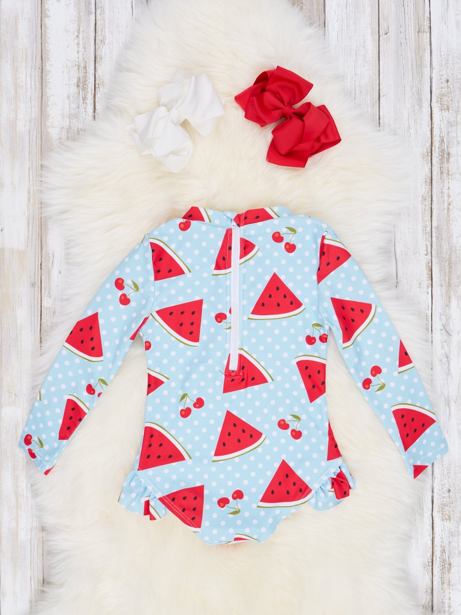 Watermelon Ruffle Rash Guard Swimsuit - Marie Nicole Clothing