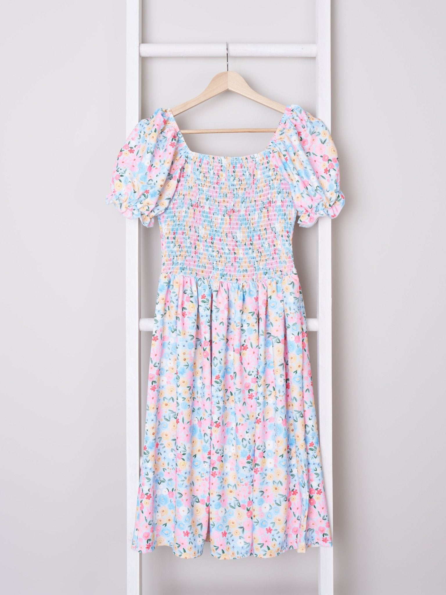 Mom & Me Smocked Floral Puff Sleeve Dress - Marie Nicole Clothing