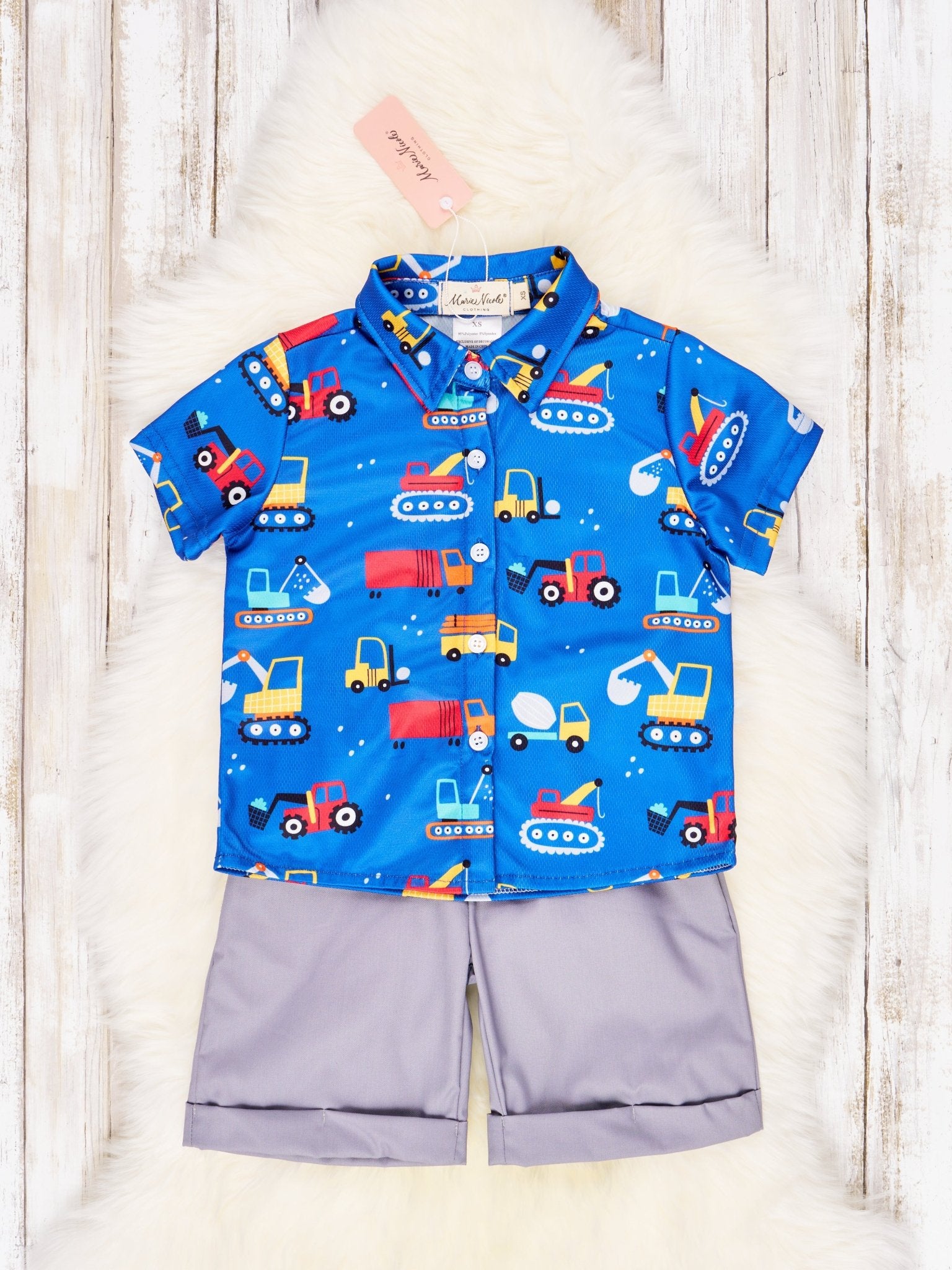 Blue Construction Polo Outfit - Marie Nicole Clothing