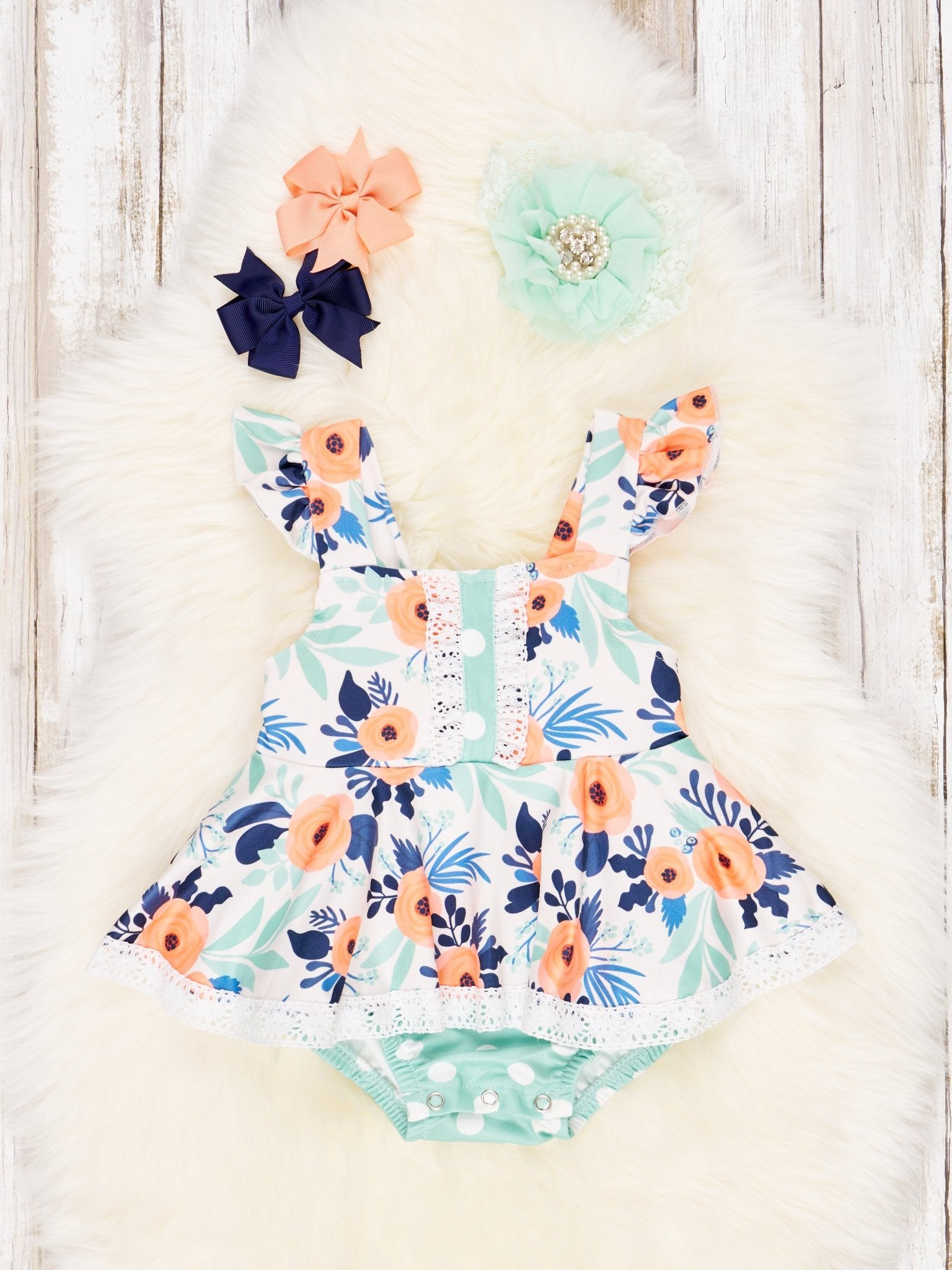 Orange Anemone Ruffle Dressy Romper - Marie Nicole Clothing
