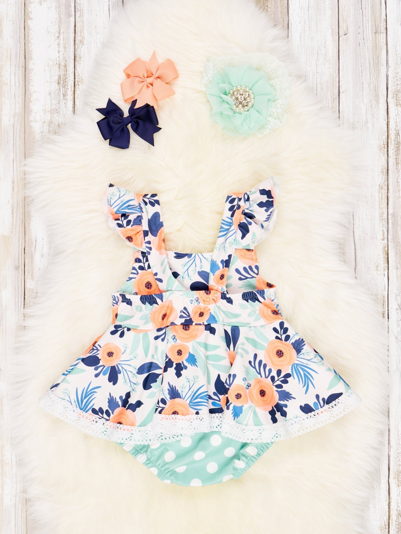 Orange Anemone Ruffle Dressy Romper - Marie Nicole Clothing