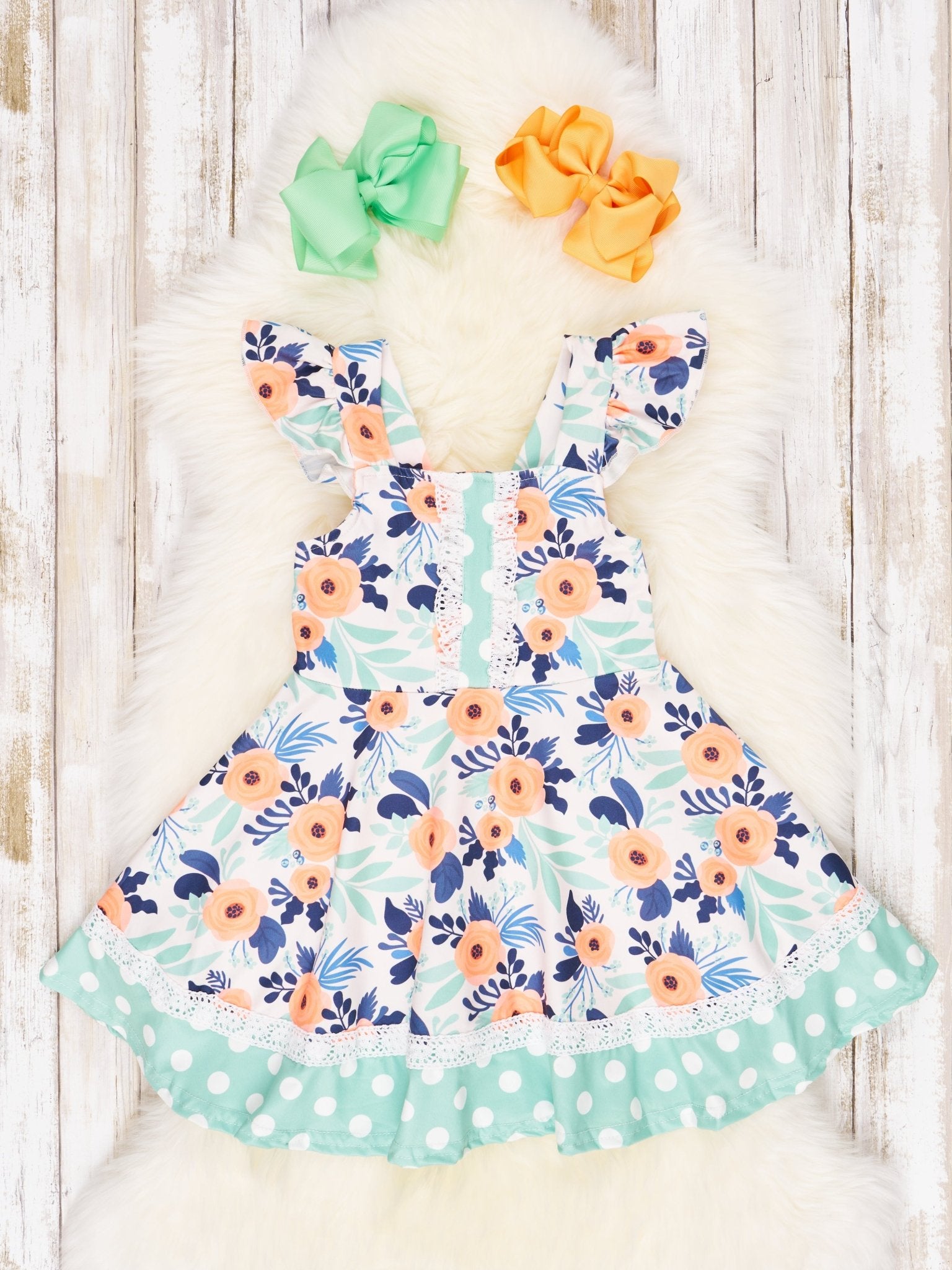 Orange Anemone Ruffle Dress - Marie Nicole Clothing