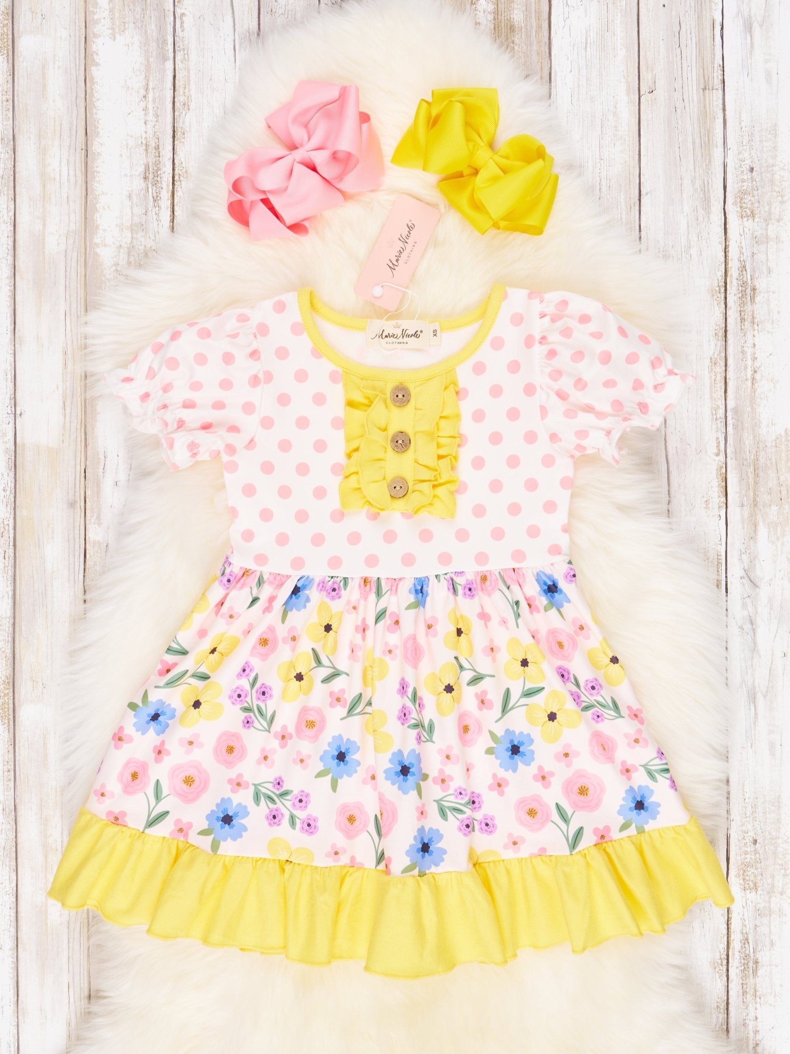 Summer Buttercup Ruffle Dress - Marie Nicole Clothing