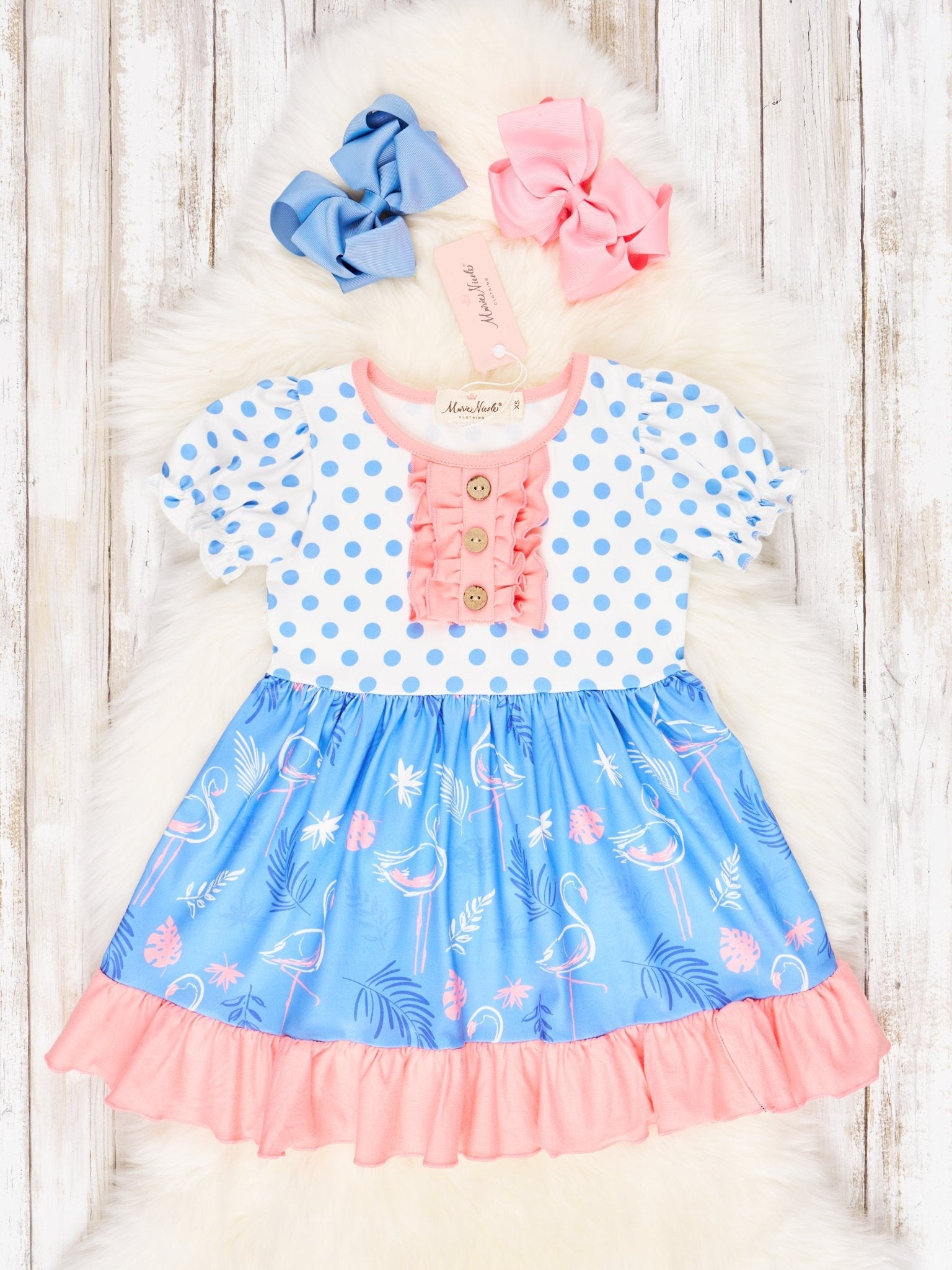 Fun Flamingo Ruffle Dress - Marie Nicole Clothing