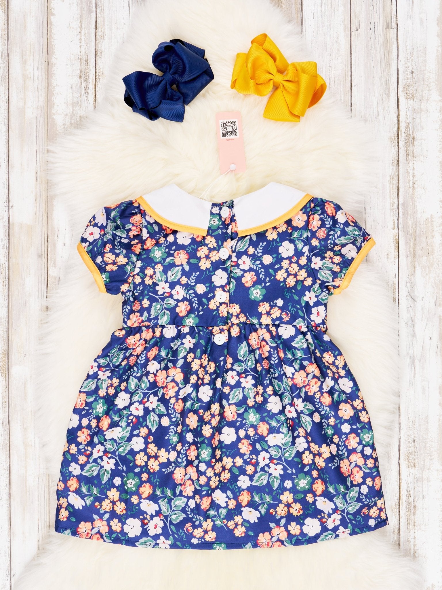 Smocked Ditsy Floral Vintage Dress - Marie Nicole Clothing