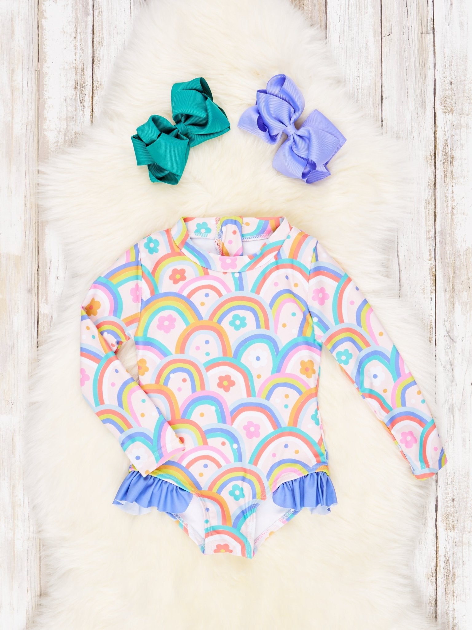 Floral Rainbow Rash Guard Swimsuit - Marie Nicole Clothing