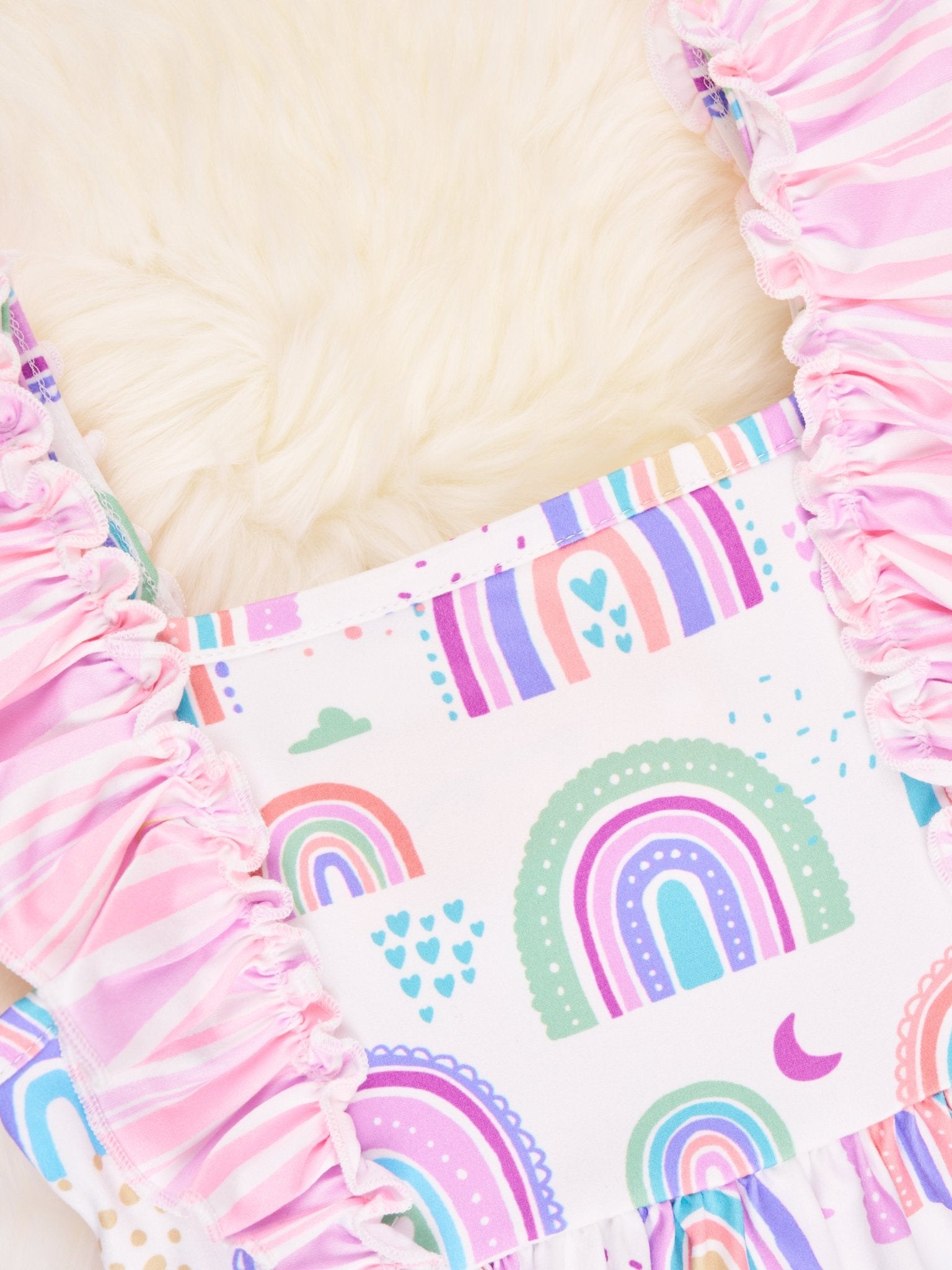 Lavender Rainbow Ruffle Dress - Marie Nicole Clothing