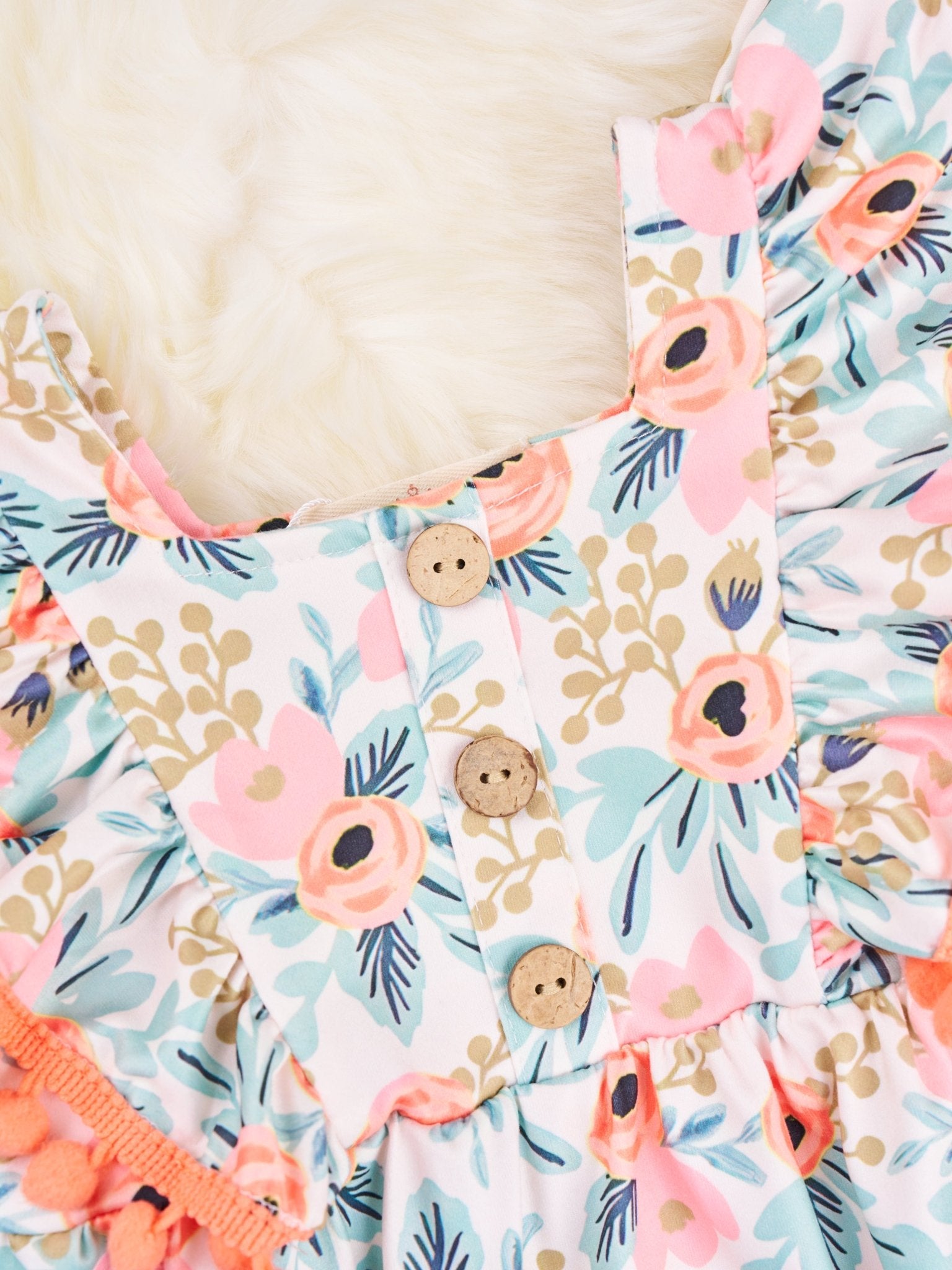 Orange Poppy Ruffle Romper - Marie Nicole Clothing