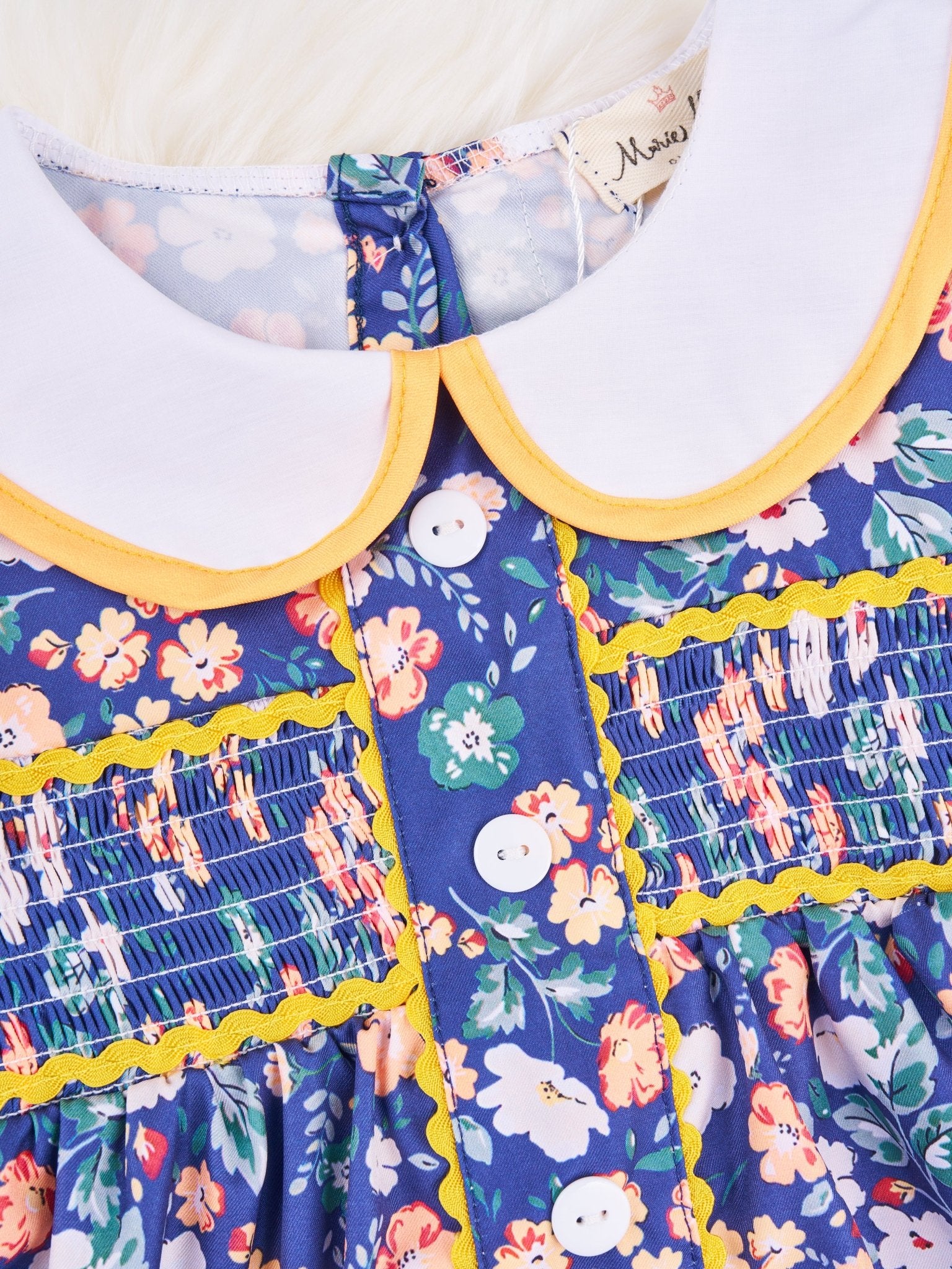 Smocked Ditsy Floral Vintage Dress - Marie Nicole Clothing