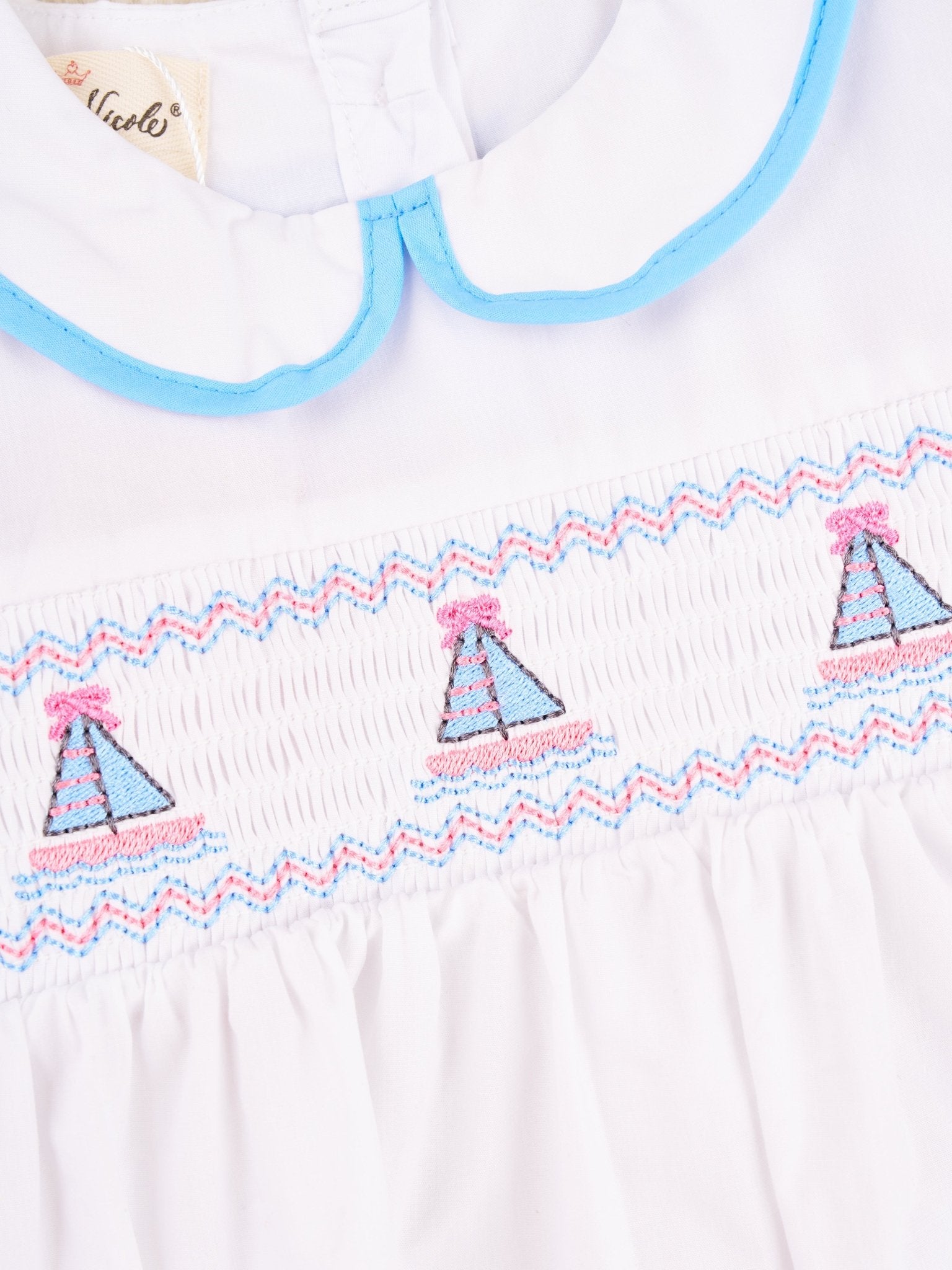 Smocked Sail Boat Vintage Dress - Marie Nicole Clothing